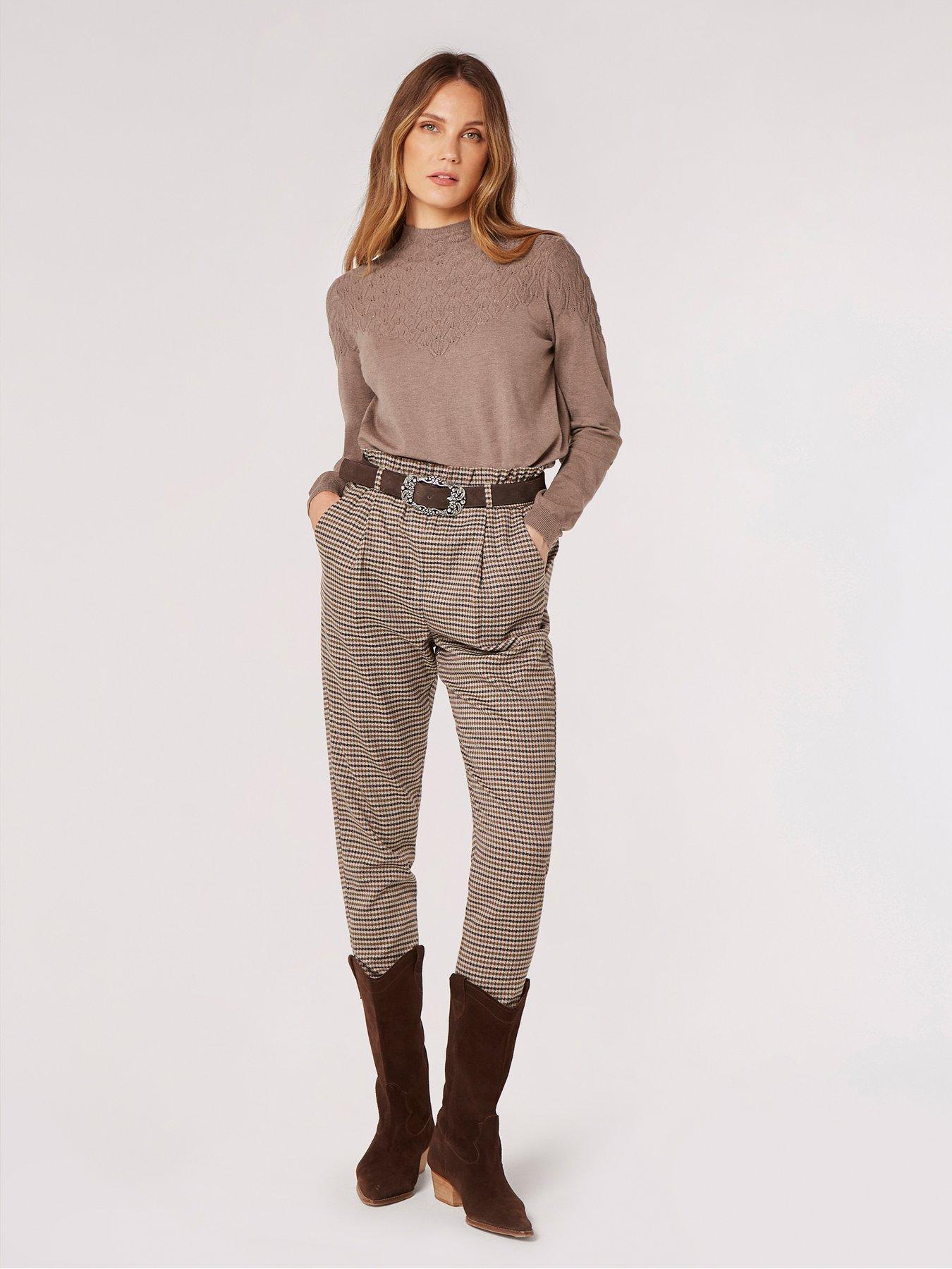 Image 3 of 4 of Apricot Apricot Shell Front Pointelle Knit Jumper - Brown