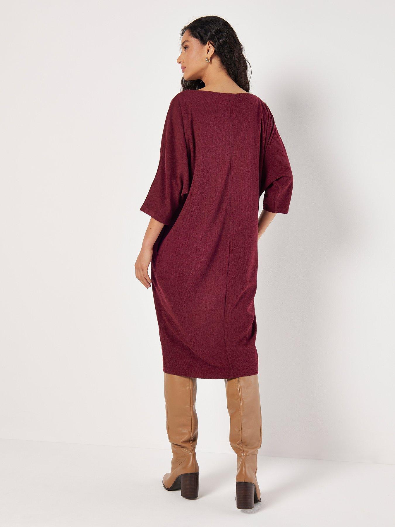 apricot-bonded-rib-cocoon-dress-redstillFront