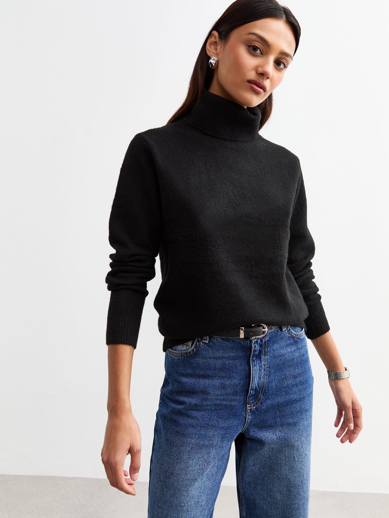 New Look Knitted Roll Neck Jumper Black Very Ireland