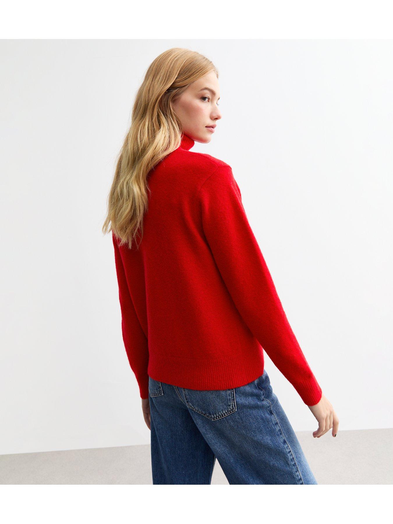 Image 2 of 5 of New Look Knit Roll Neck Jumper - Red