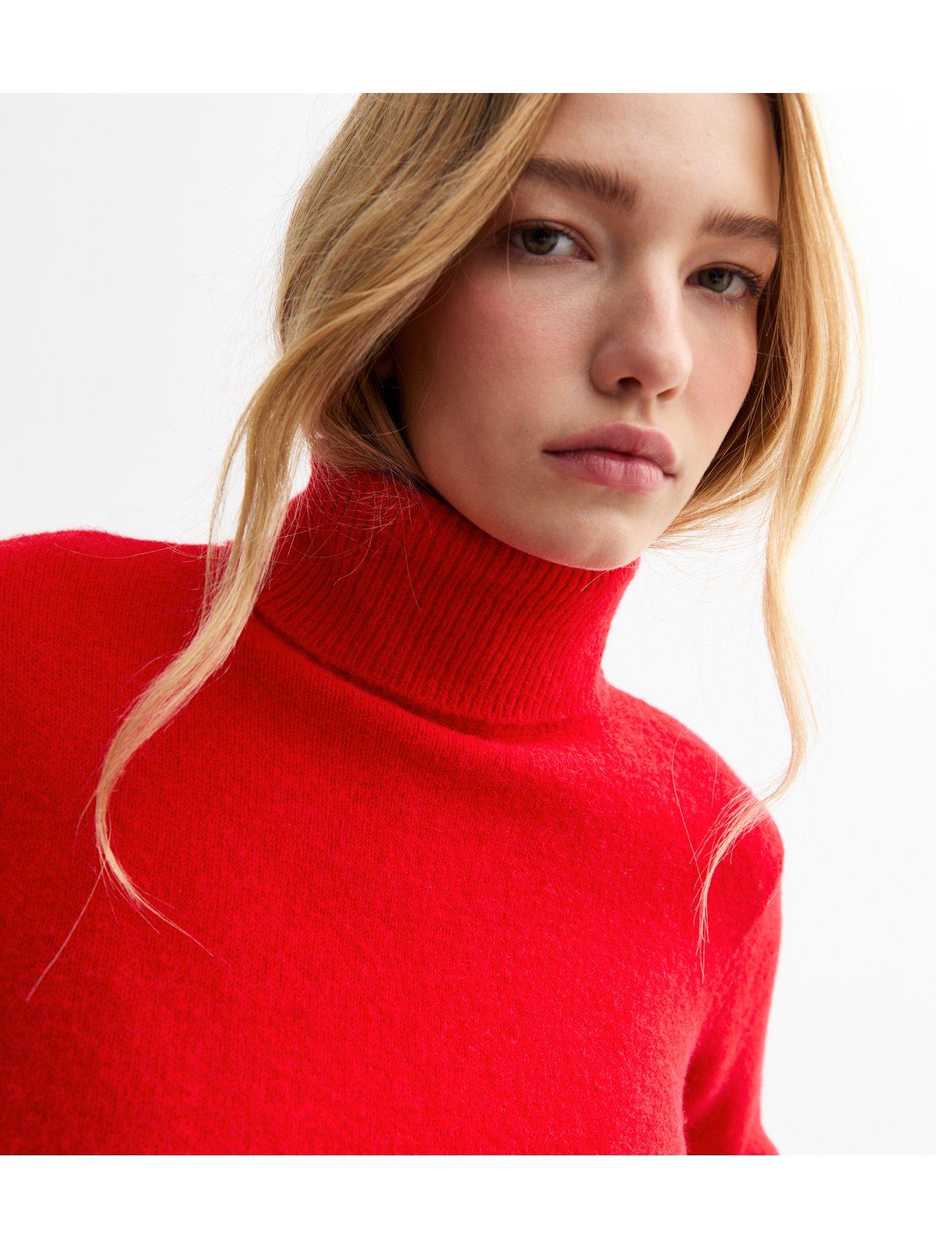 Image 4 of 5 of New Look Knit Roll Neck Jumper - Red