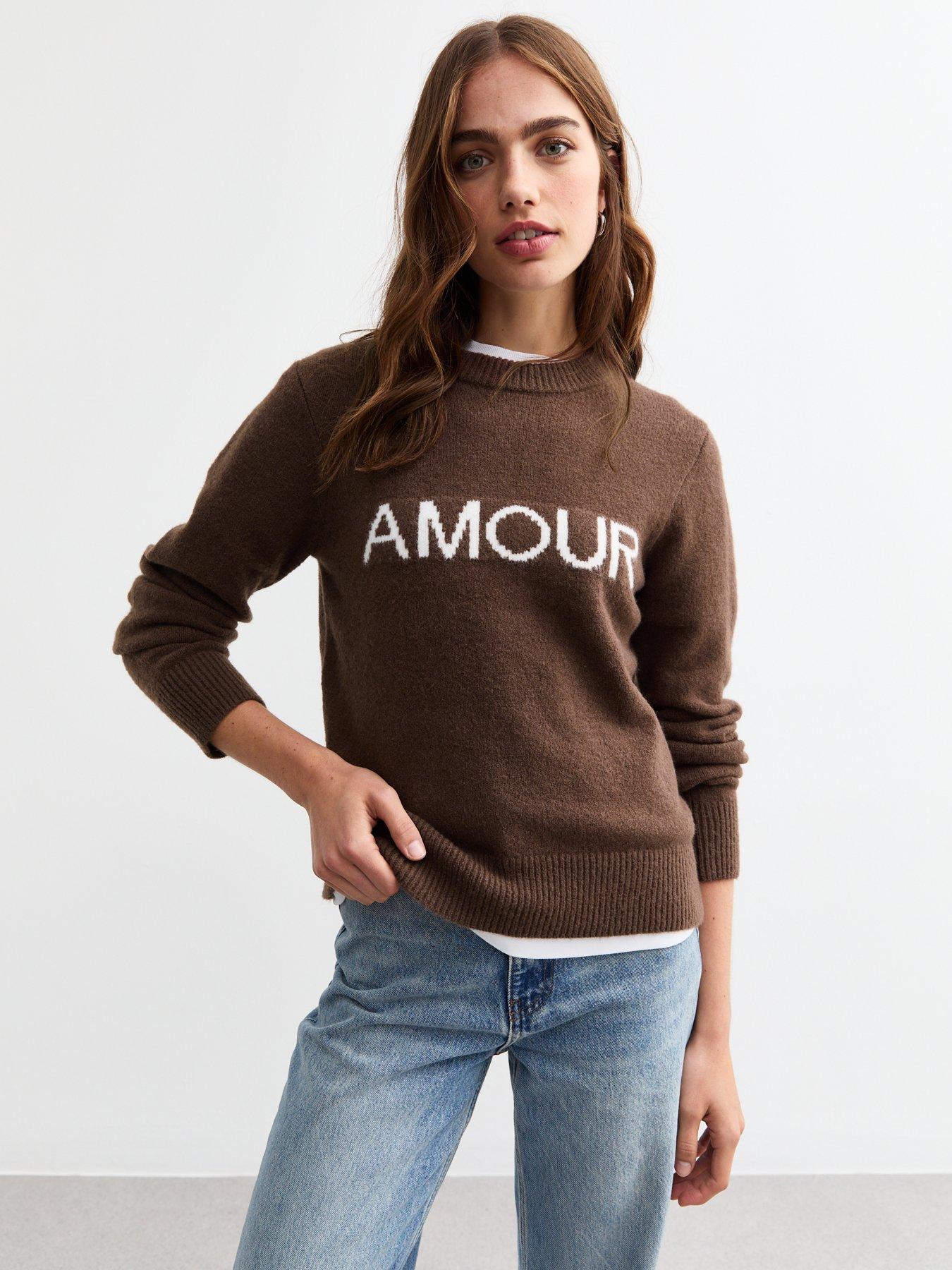 new-look-brown-amour-lettering-knitted-jumper