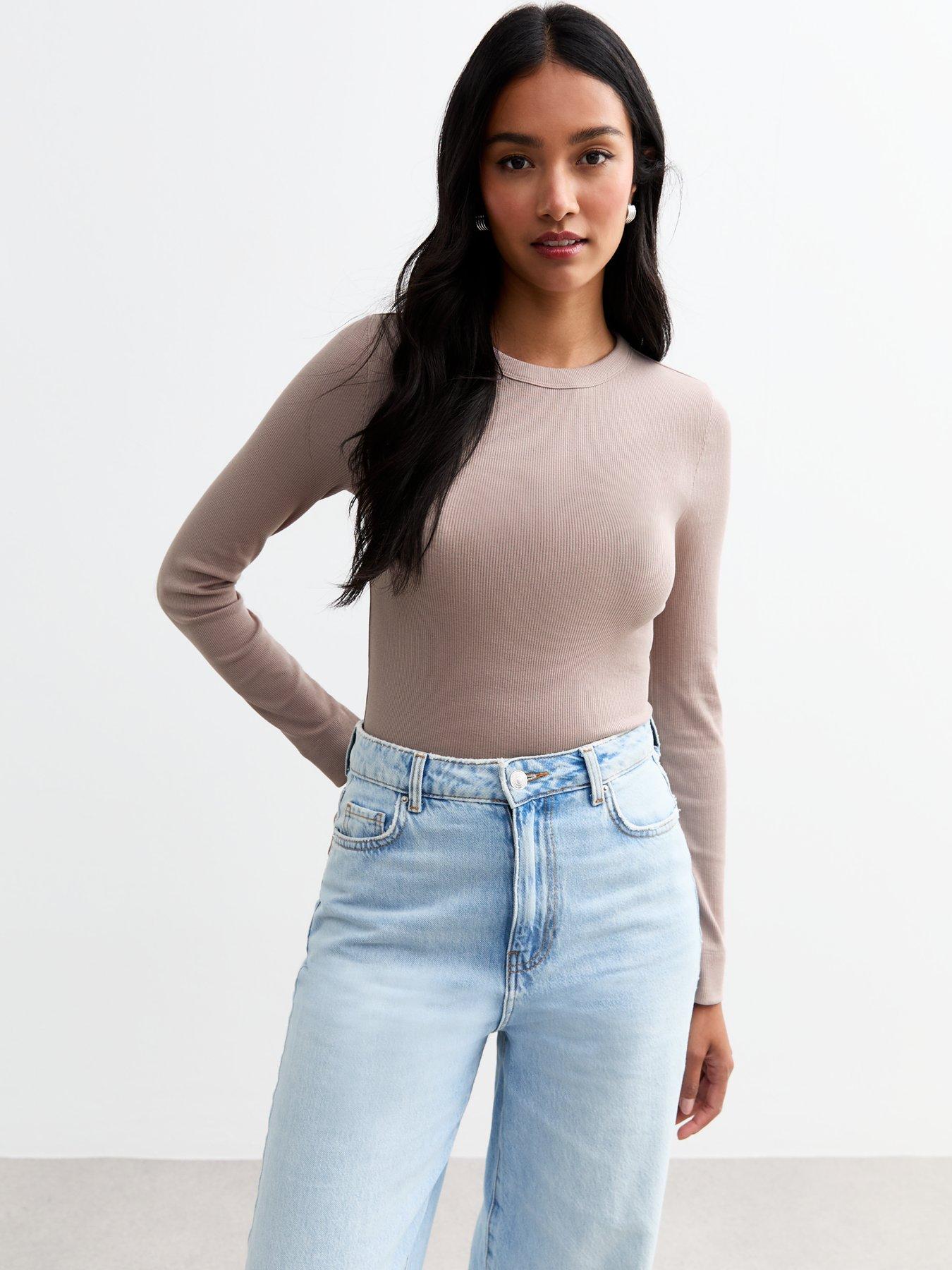 new-look-ribbed-crew-neck-long-sleeved-top-beige