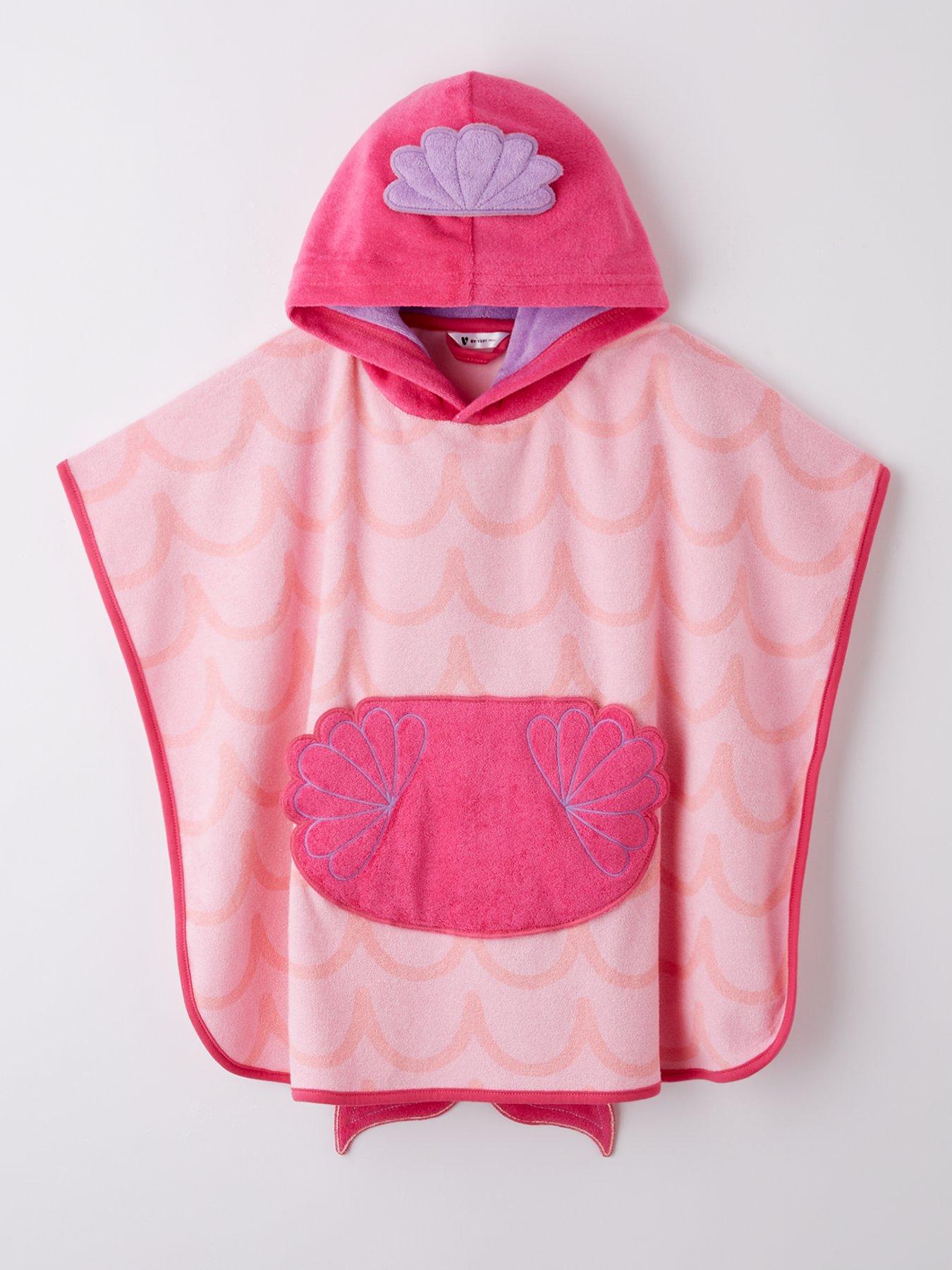Image of Mini V by Very Girls Mermaid Towelling Poncho - Pink