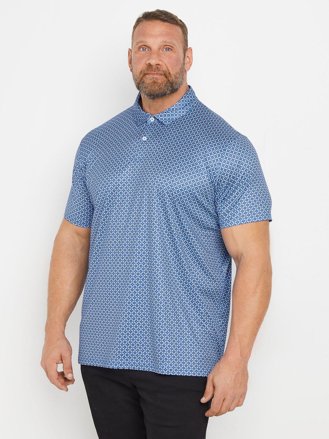 BadRhino Big  &  Tall Printed Golf Polo Shirt - Blue