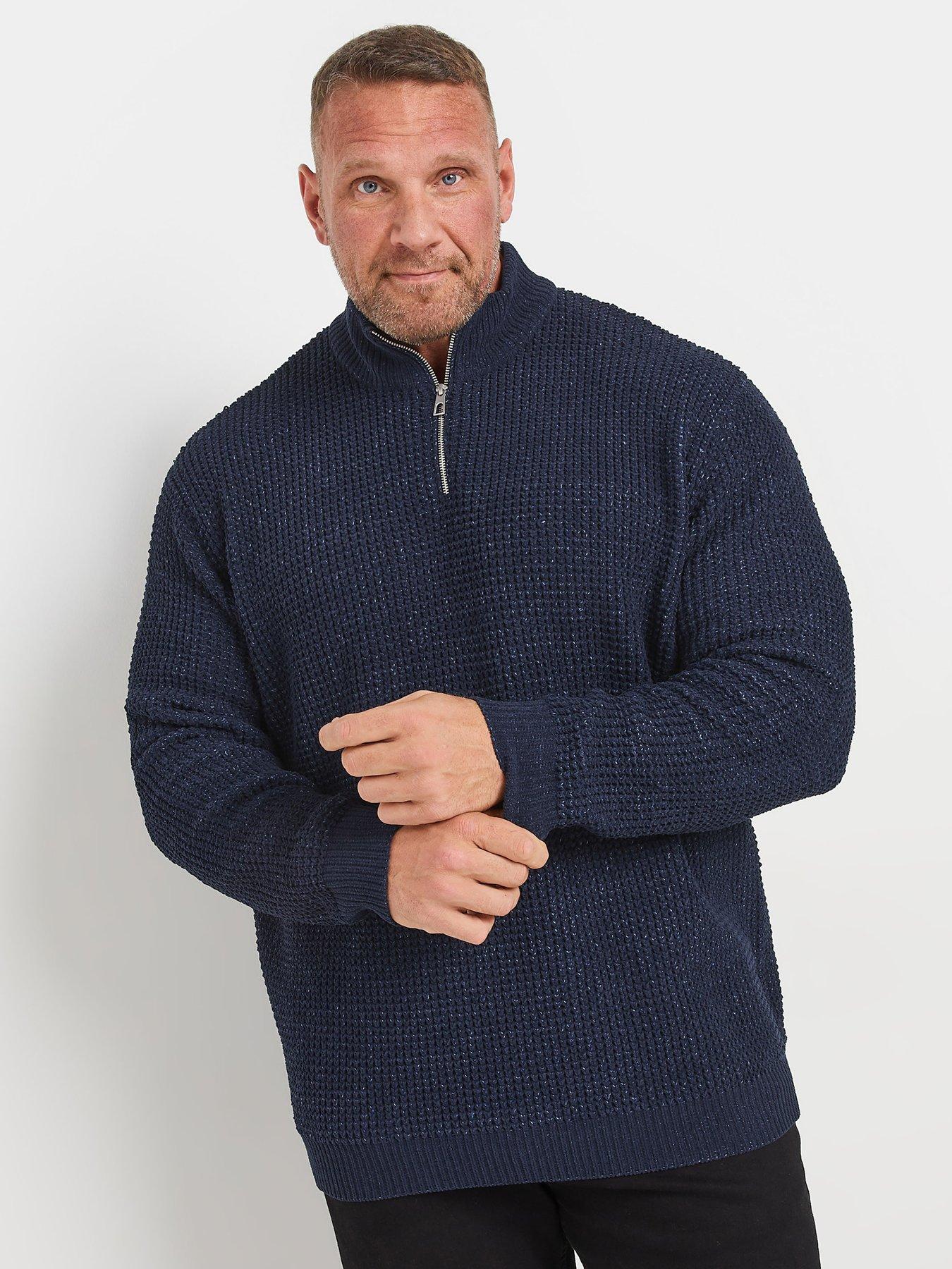 badrhino-big-amp-tall-quarter-zip-knitted-jumper-blue