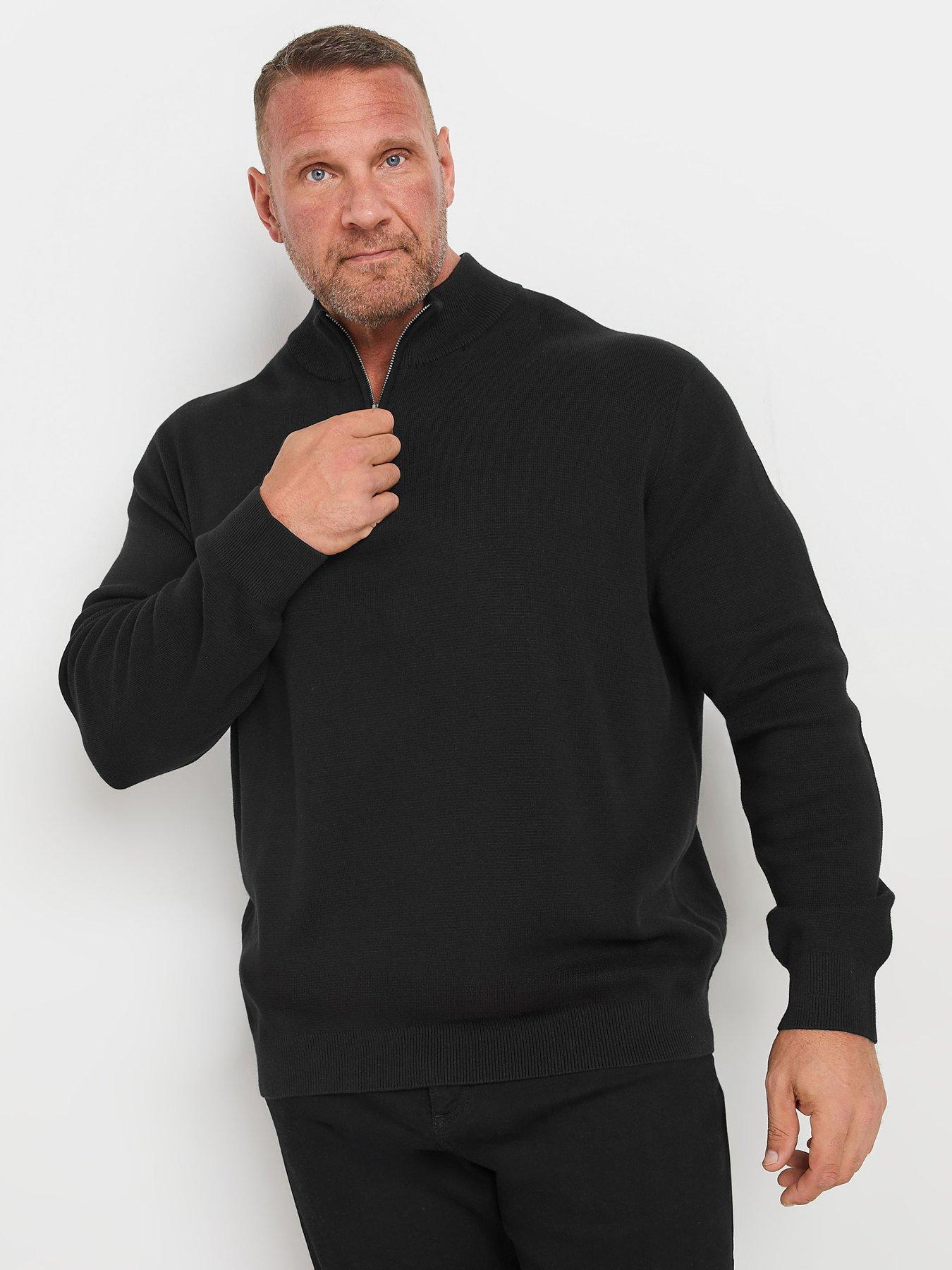 badrhino-big-amp-tall-quarter-zip-knitted-jumper-black