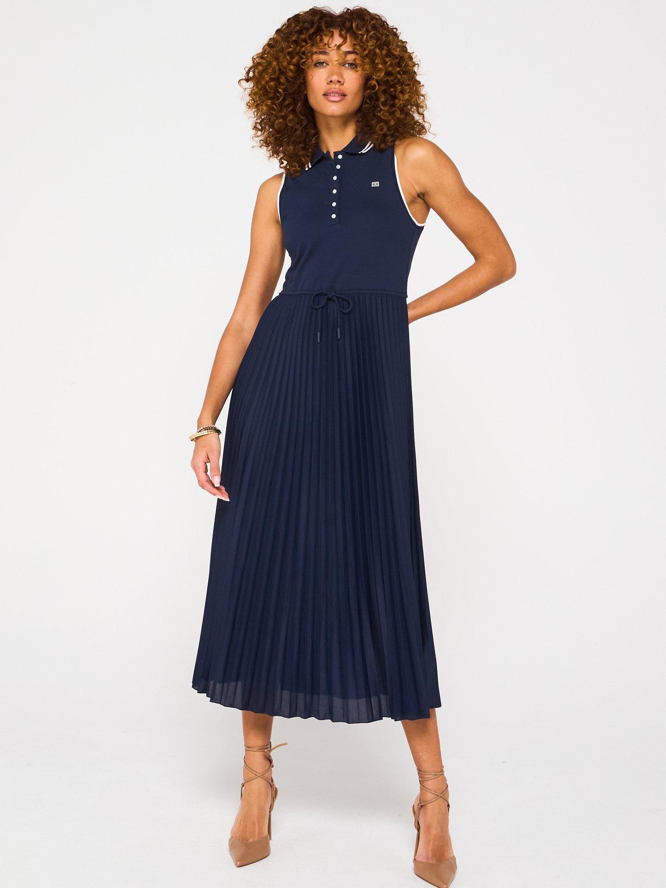 tommy-hilfiger-pleated-polo-midi-dress-navy