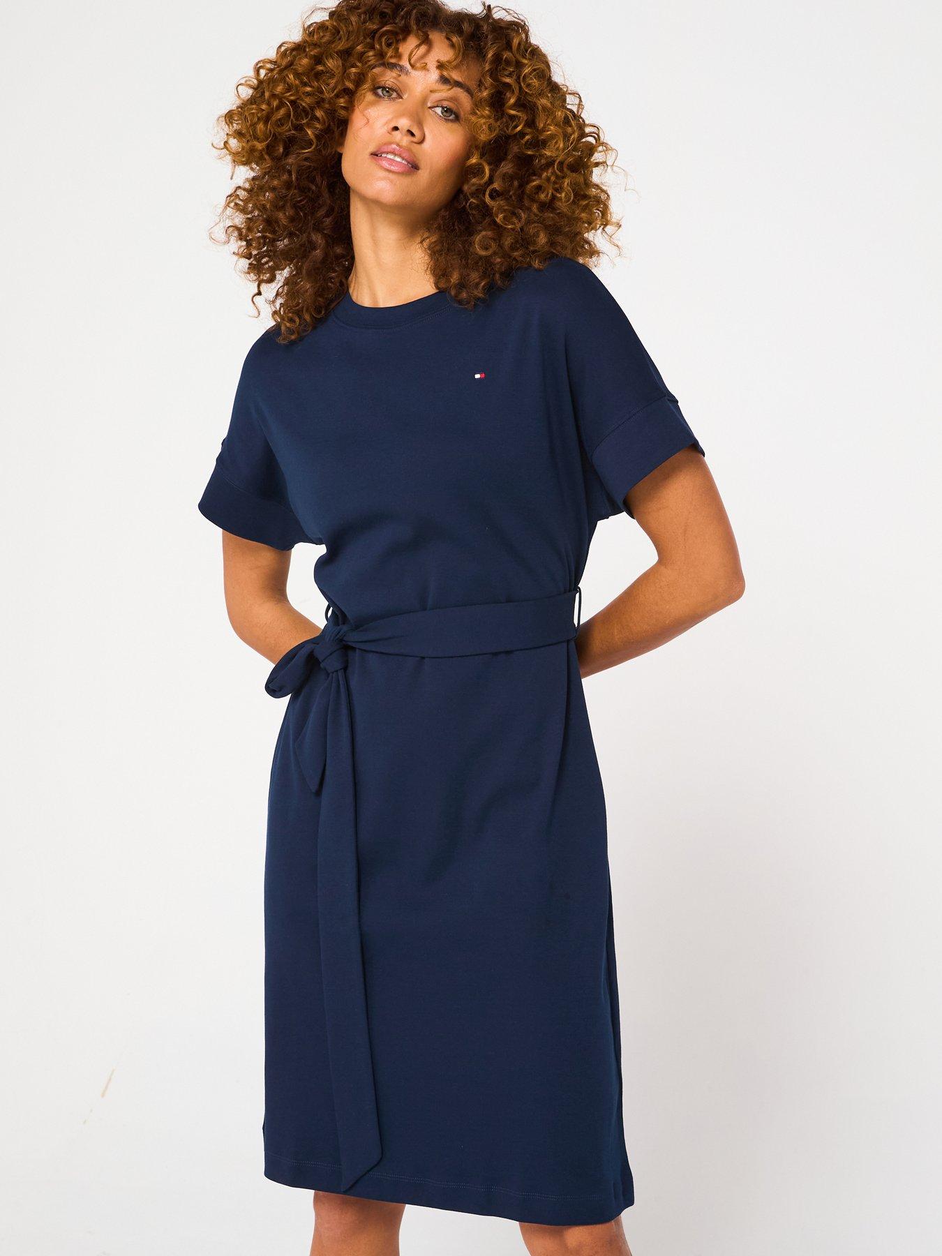 Tommy Hilfiger Tie Waist T-Shirt Dress - Navy