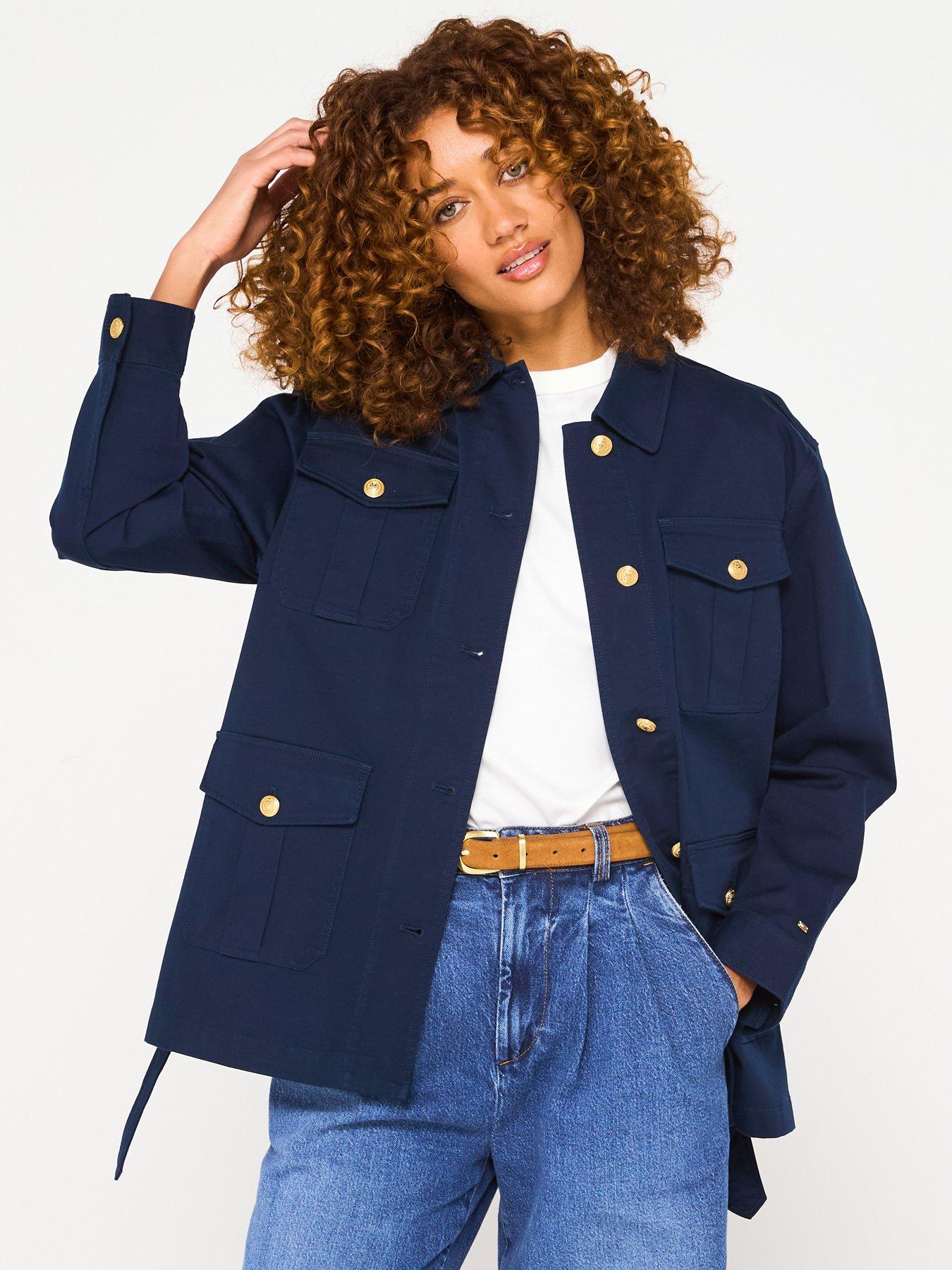 Image 1 of 6 of Tommy Hilfiger Tie Waist Utility Jackey - Navy