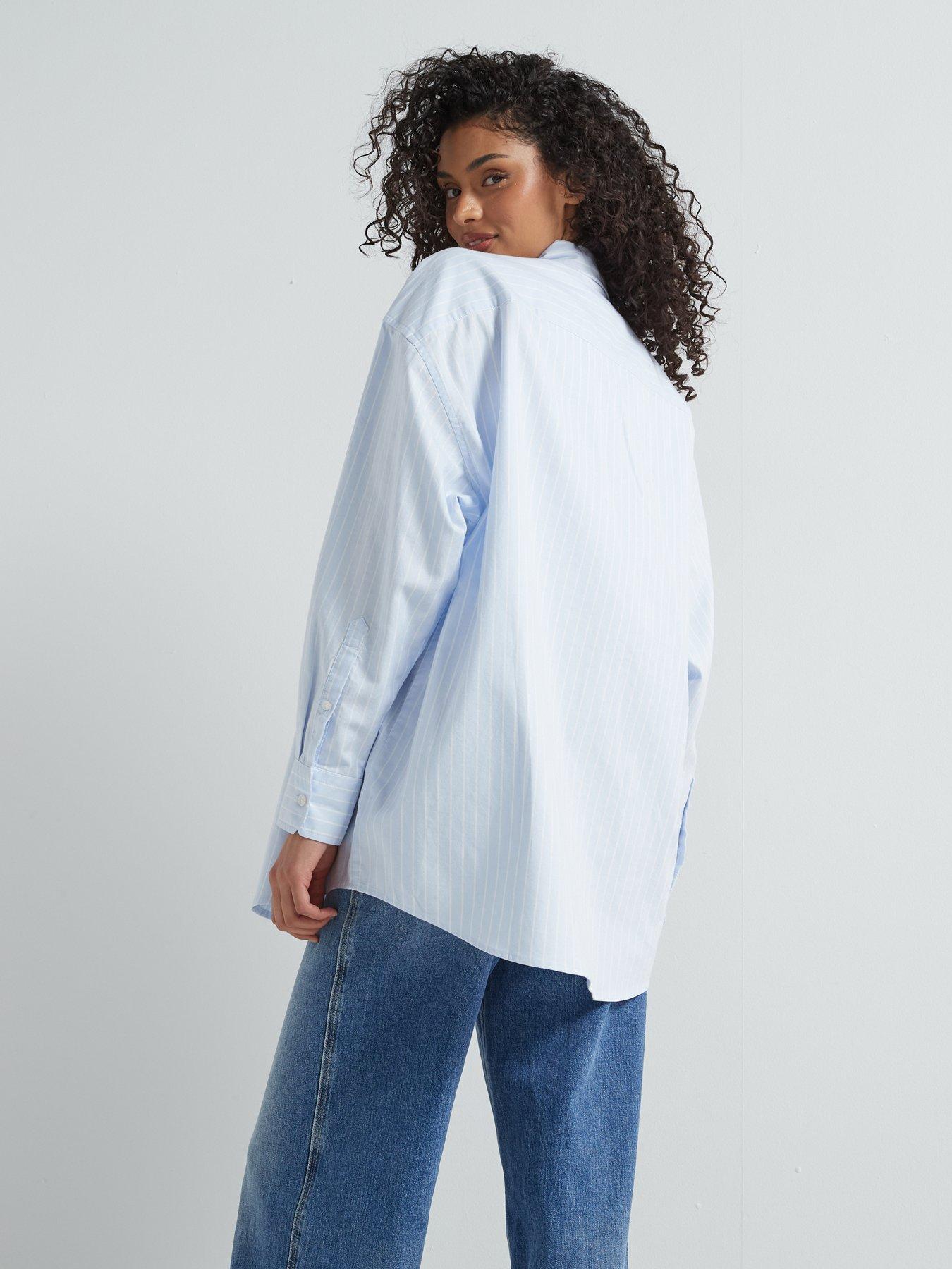 Image 6 of 6 of Tommy Jeans Striped Badge Logo Oxford Shirt - Blue