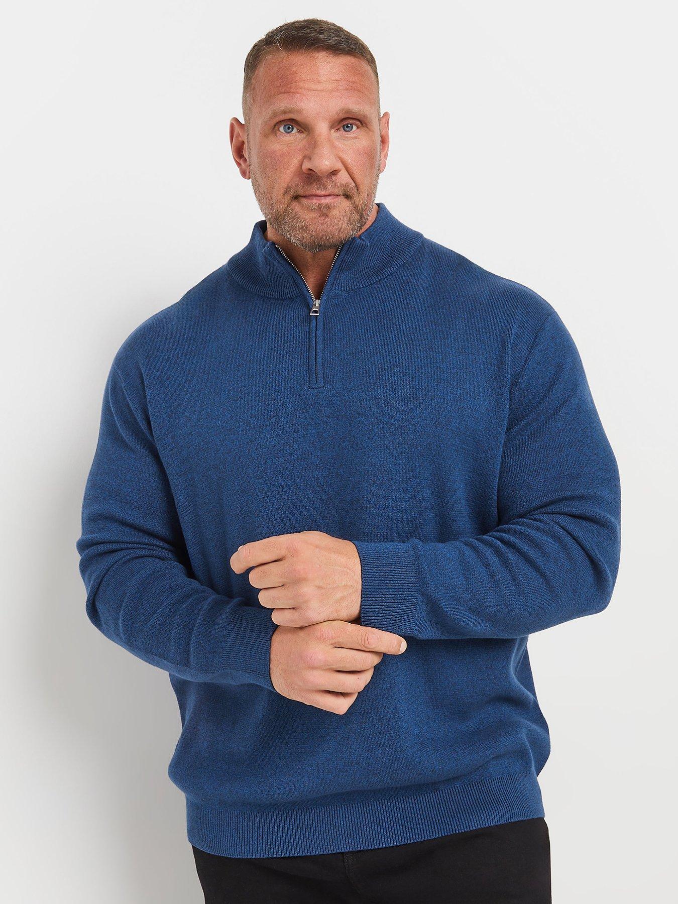 badrhino-big-amp-tall-quarter-zip-knitted-jumper-blue