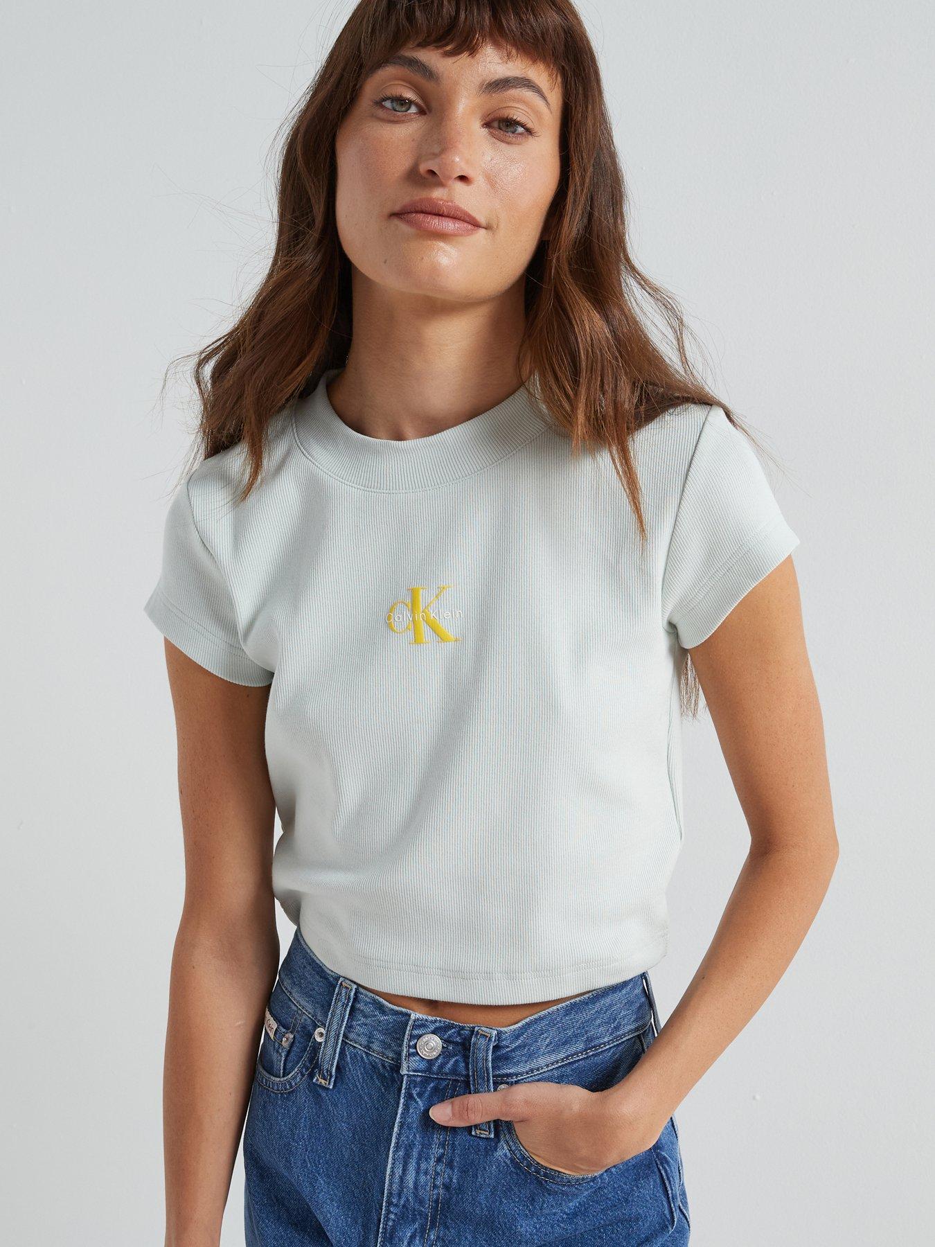 Calvin Klein Jeans Monogram Cropped T-Shirt - Green