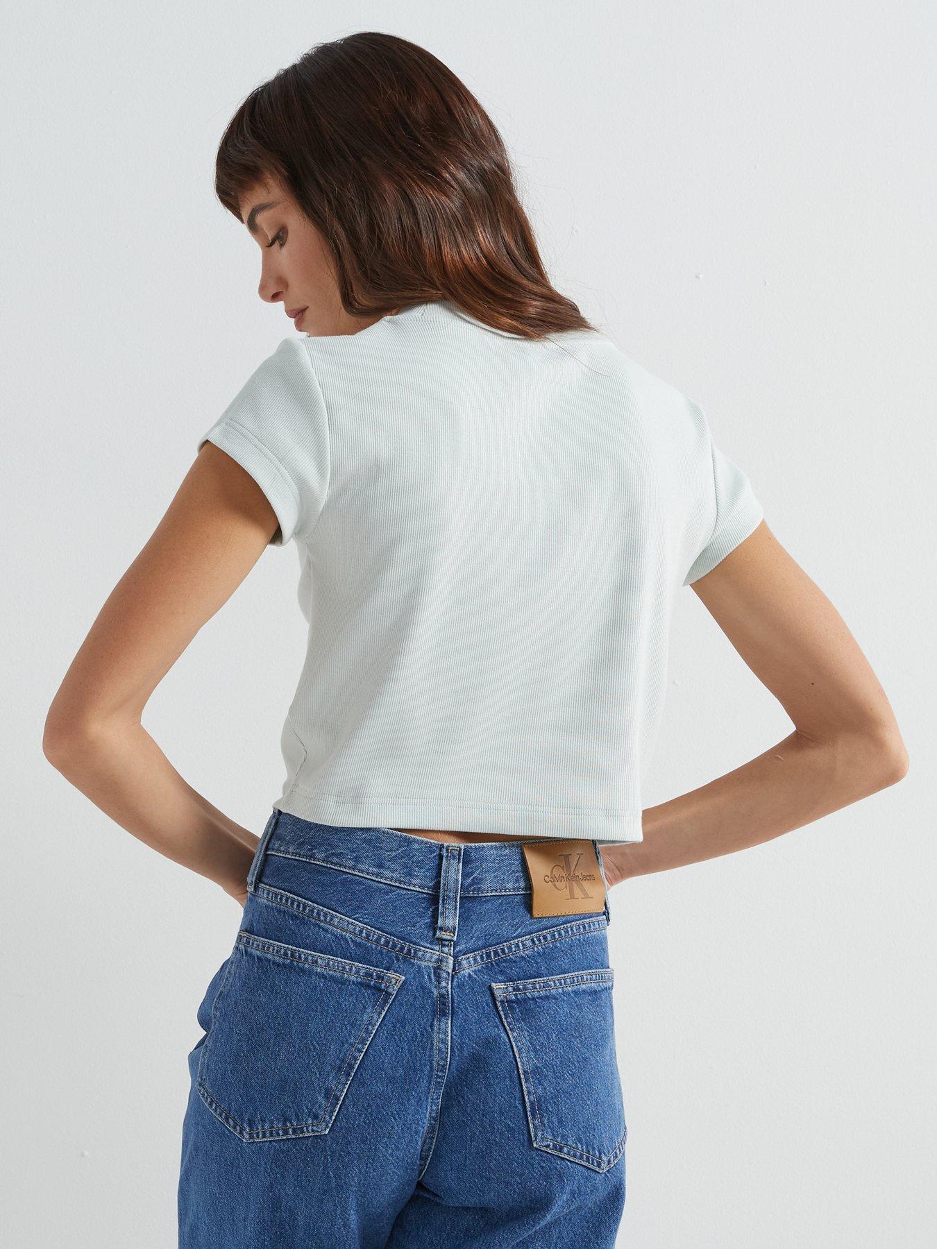 calvin-klein-jeans-monogram-cropped-t-shirt-greenstillFront