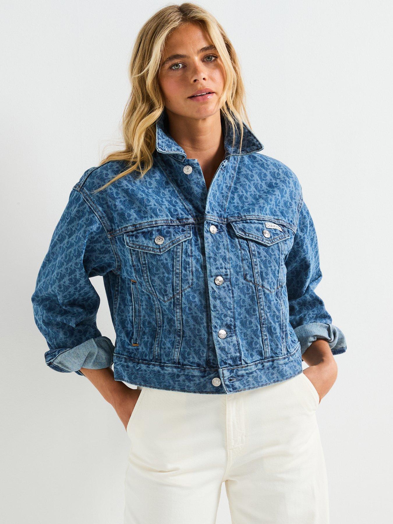 Image of Calvin Klein Jeans 90's Printed Trucker Denim Jacket - Blue