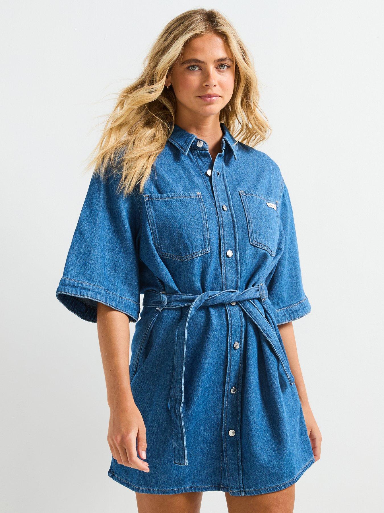 Calvin Klein Jeans Denim Mini Shirt Dress - Blue