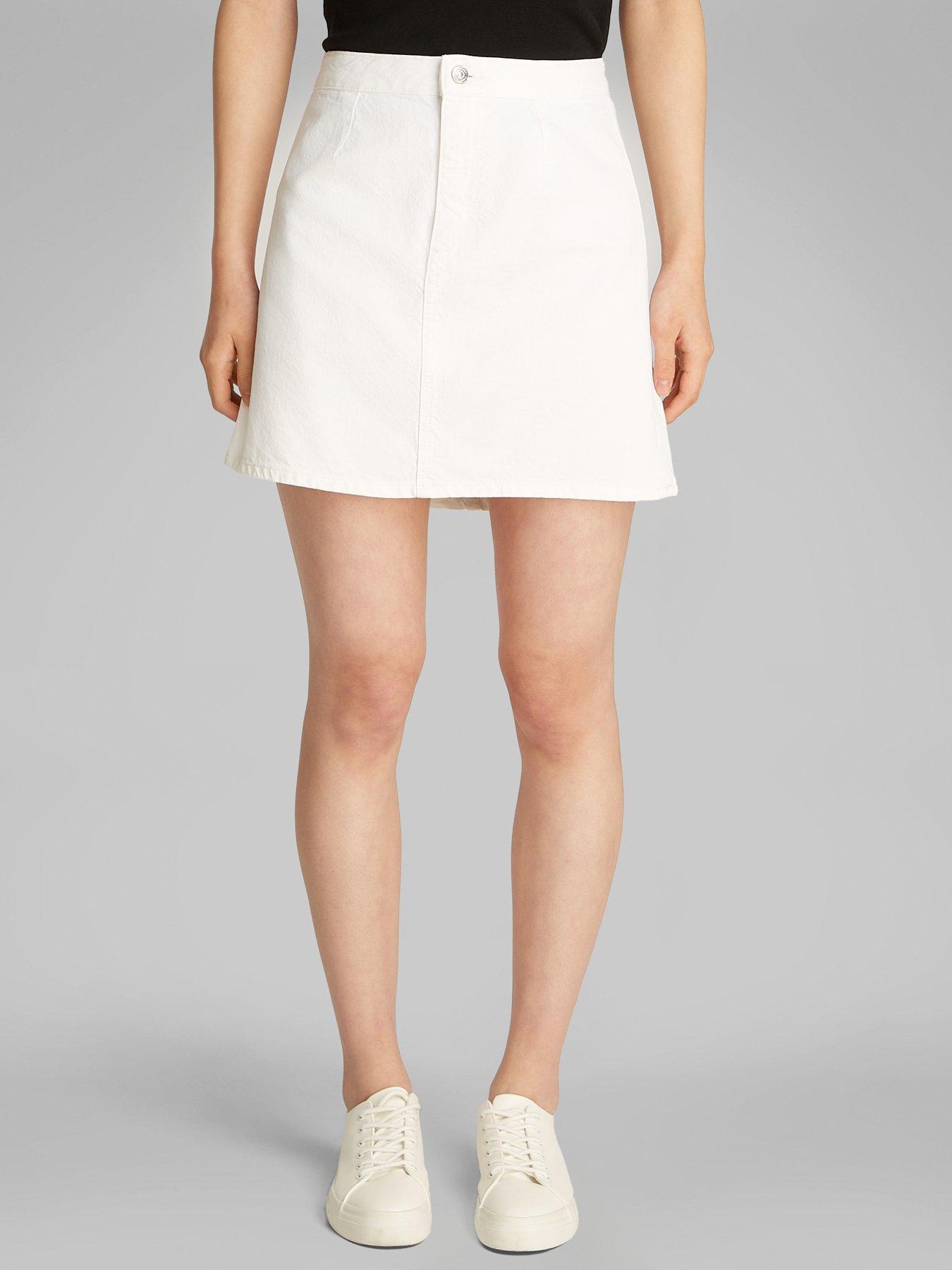 undefined Mini Denim Skirt - White