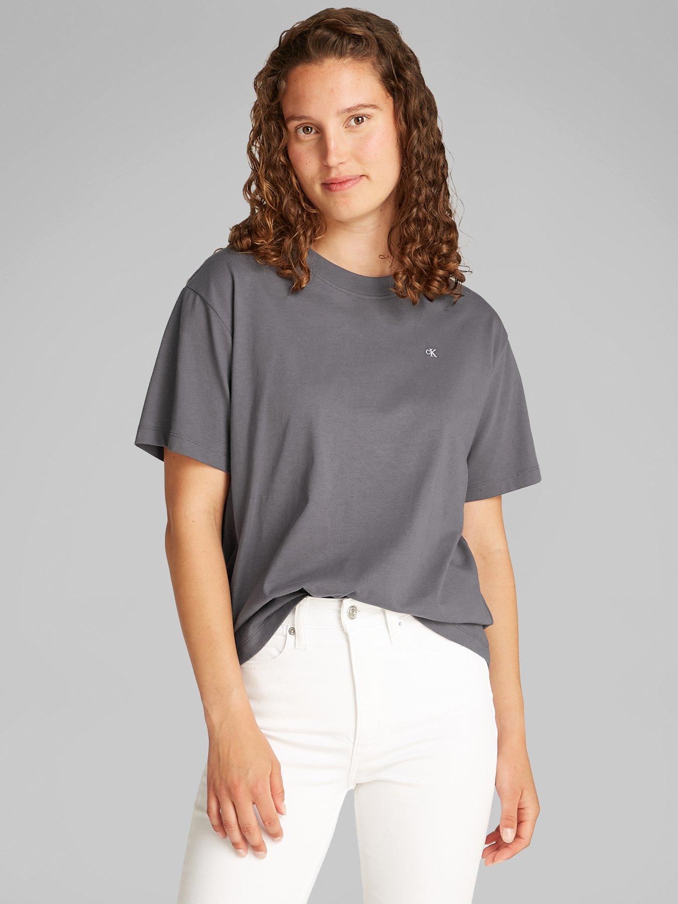 Image 1 of 6 of Calvin Klein Jeans Graphic Back T-Shirt - Grey