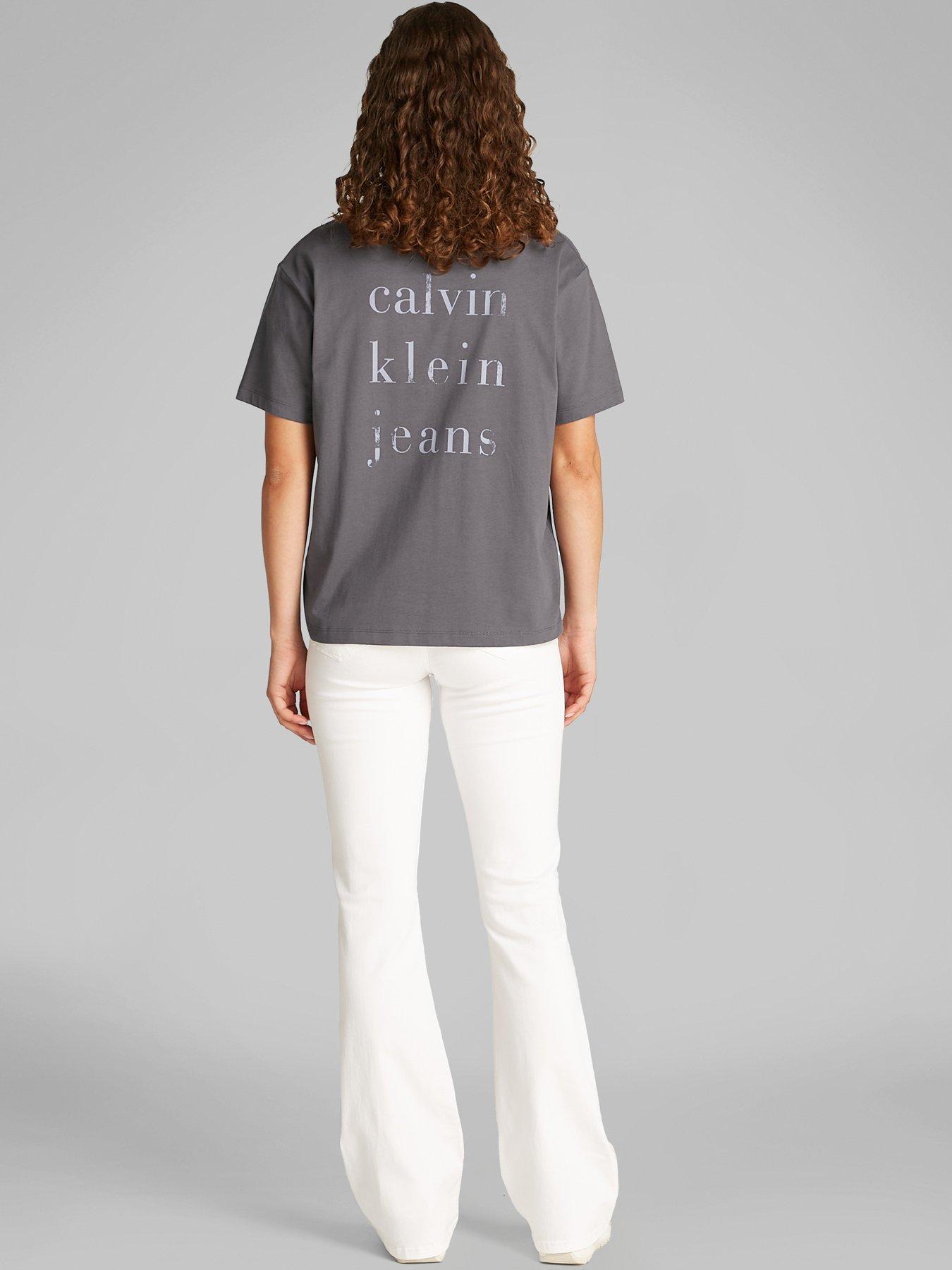 Image 2 of 6 of Calvin Klein Jeans Graphic Back T-Shirt - Grey