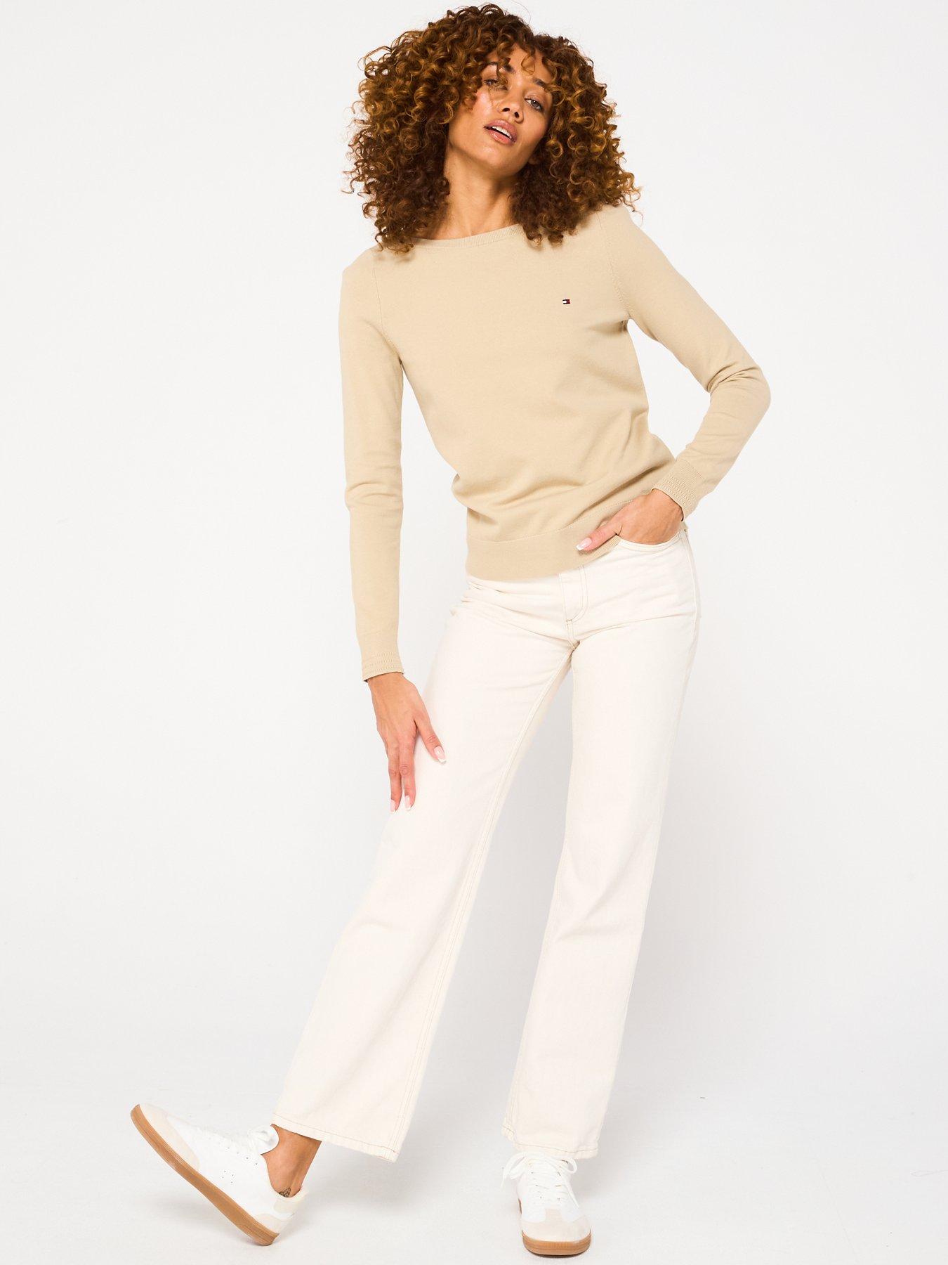 Image 3 of 6 of Tommy Hilfiger Mini Logo Boat Neck Jumper - Beige