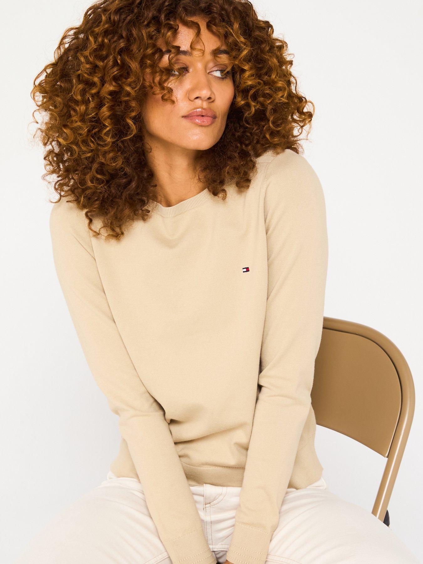 Image 6 of 6 of Tommy Hilfiger Mini Logo Boat Neck Jumper - Beige