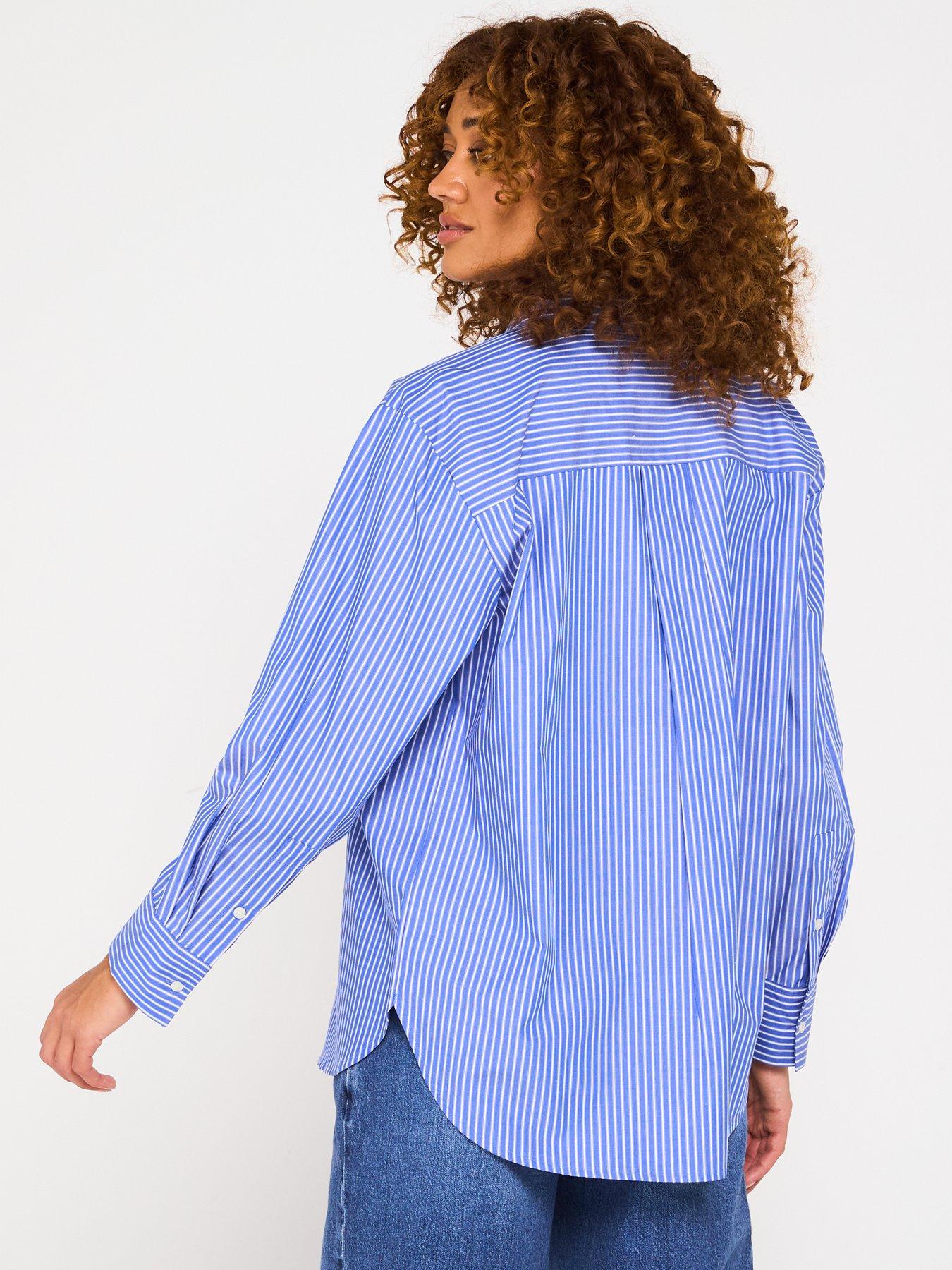 Image 2 of 6 of Tommy Hilfiger Poplin Stripe Shirt - Blue