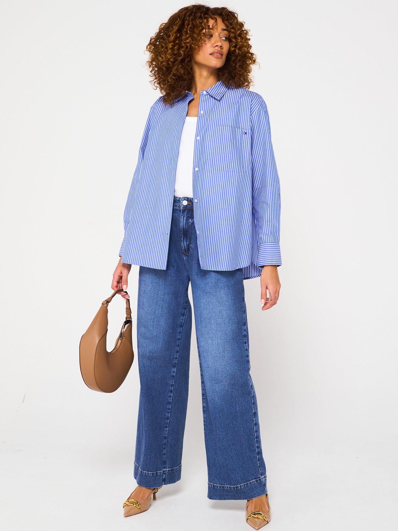Image 3 of 6 of Tommy Hilfiger Poplin Stripe Shirt - Blue