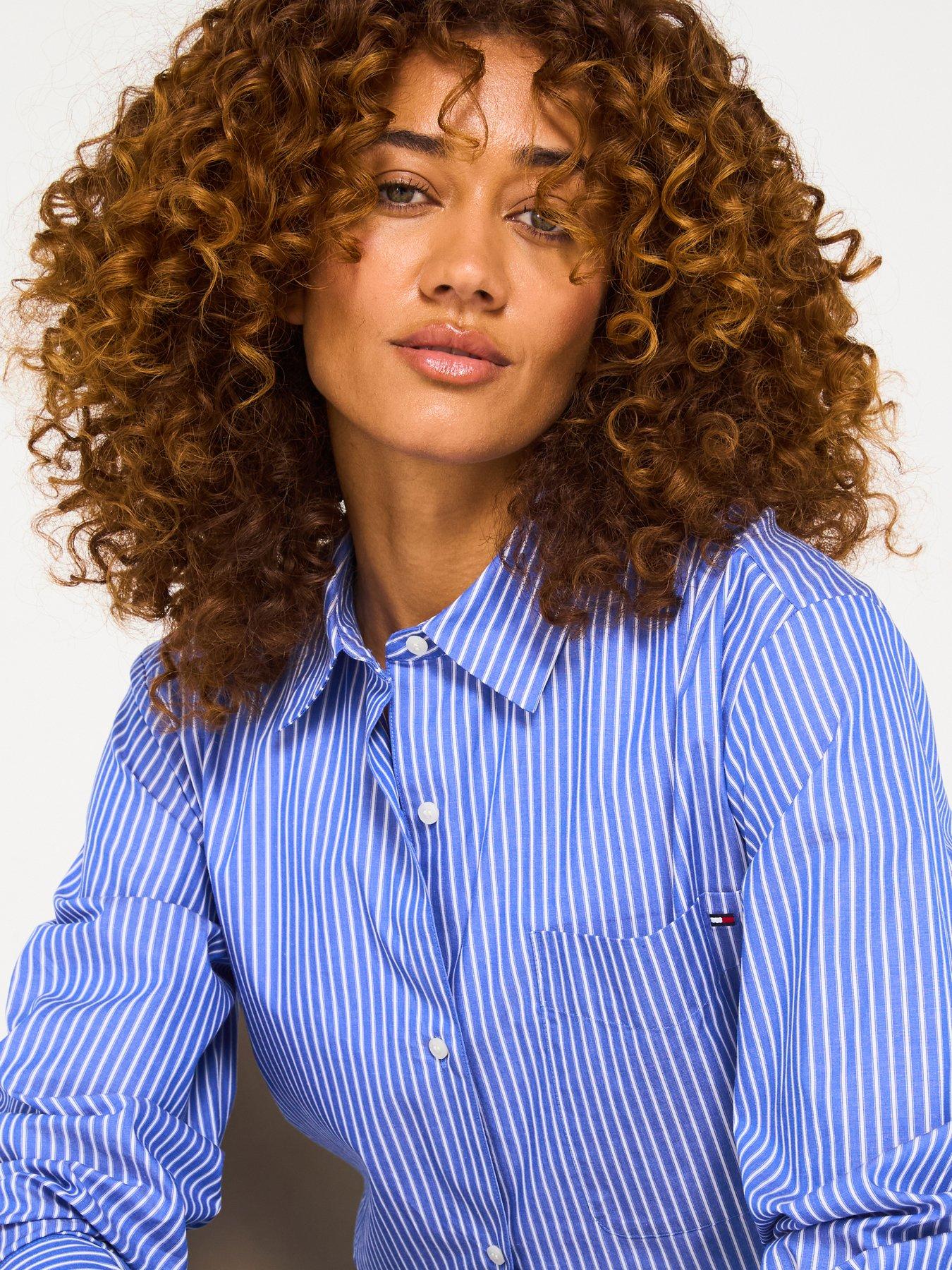 Image 5 of 6 of Tommy Hilfiger Poplin Stripe Shirt - Blue