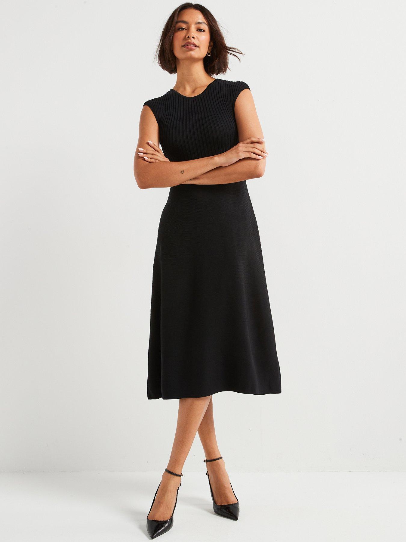 Image 3 of 5 of Armani Exchange Knitted Midi Dress - Black