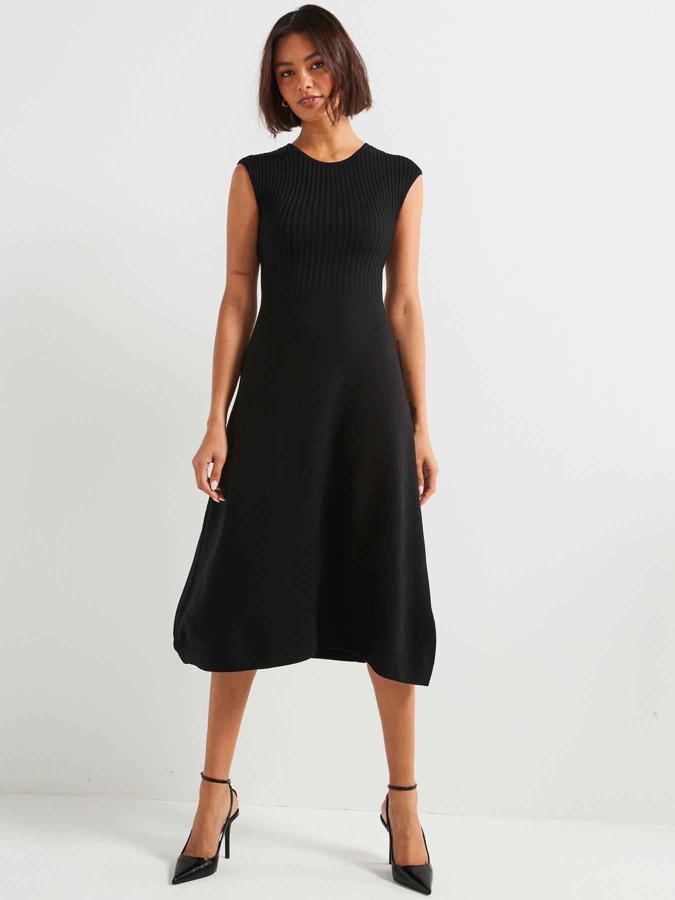 armani-exchange-knitted-midi-dress-blackoutfit