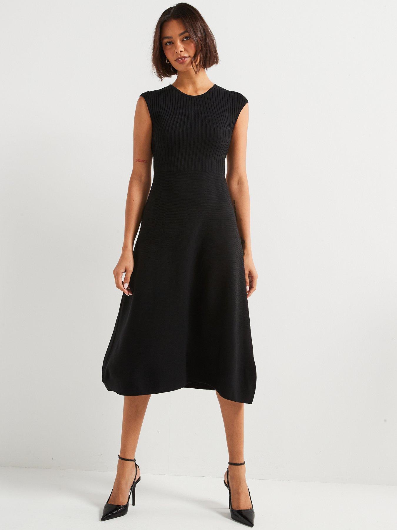 Image 4 of 5 of Armani Exchange Knitted Midi Dress - Black