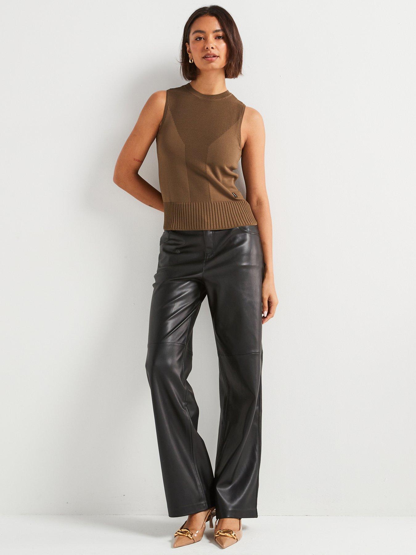 Image 4 of 5 of Armani Exchange Knitted Vest Top - Khaki