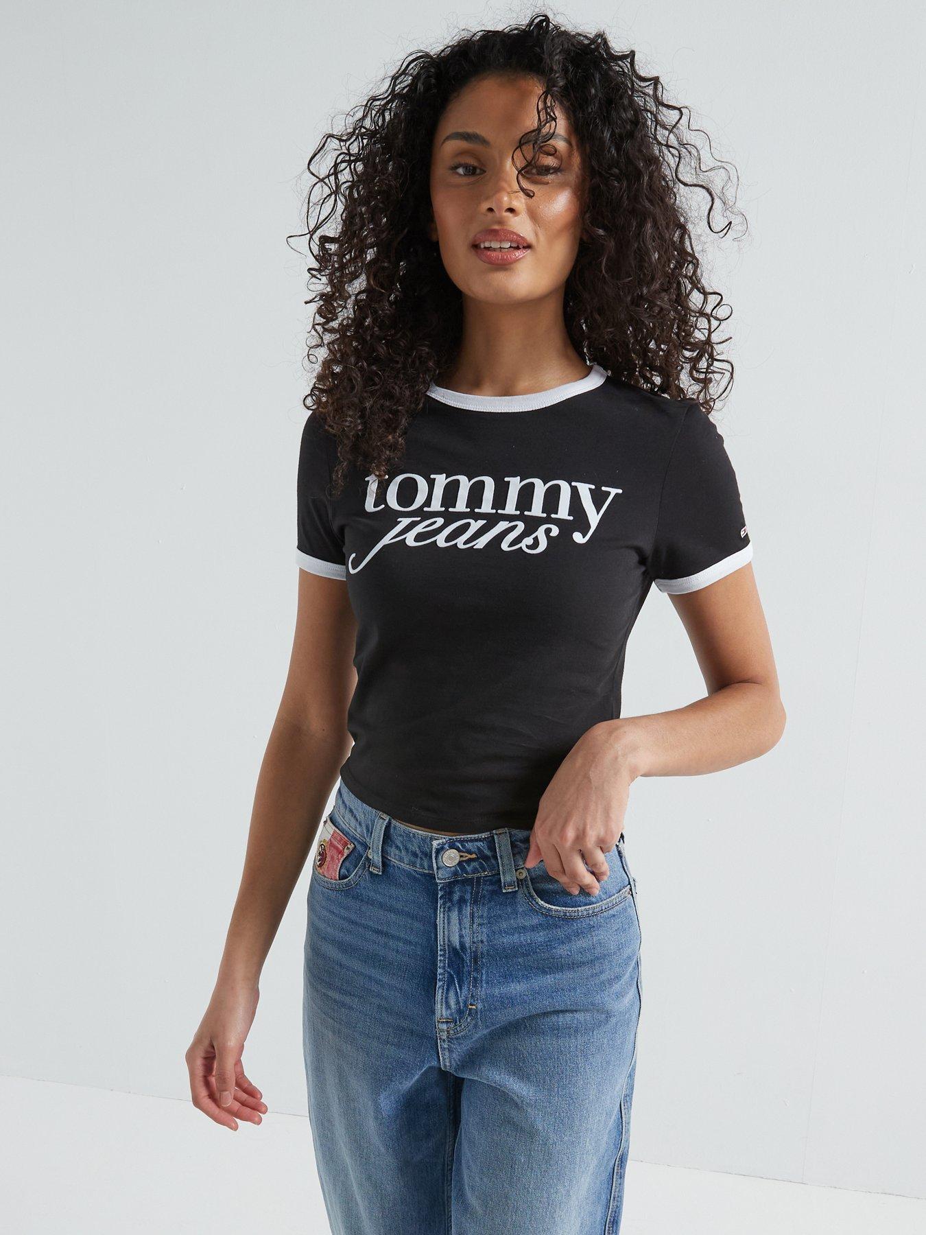 Image of Tommy Jeans Script Logo T-Shirt - Black