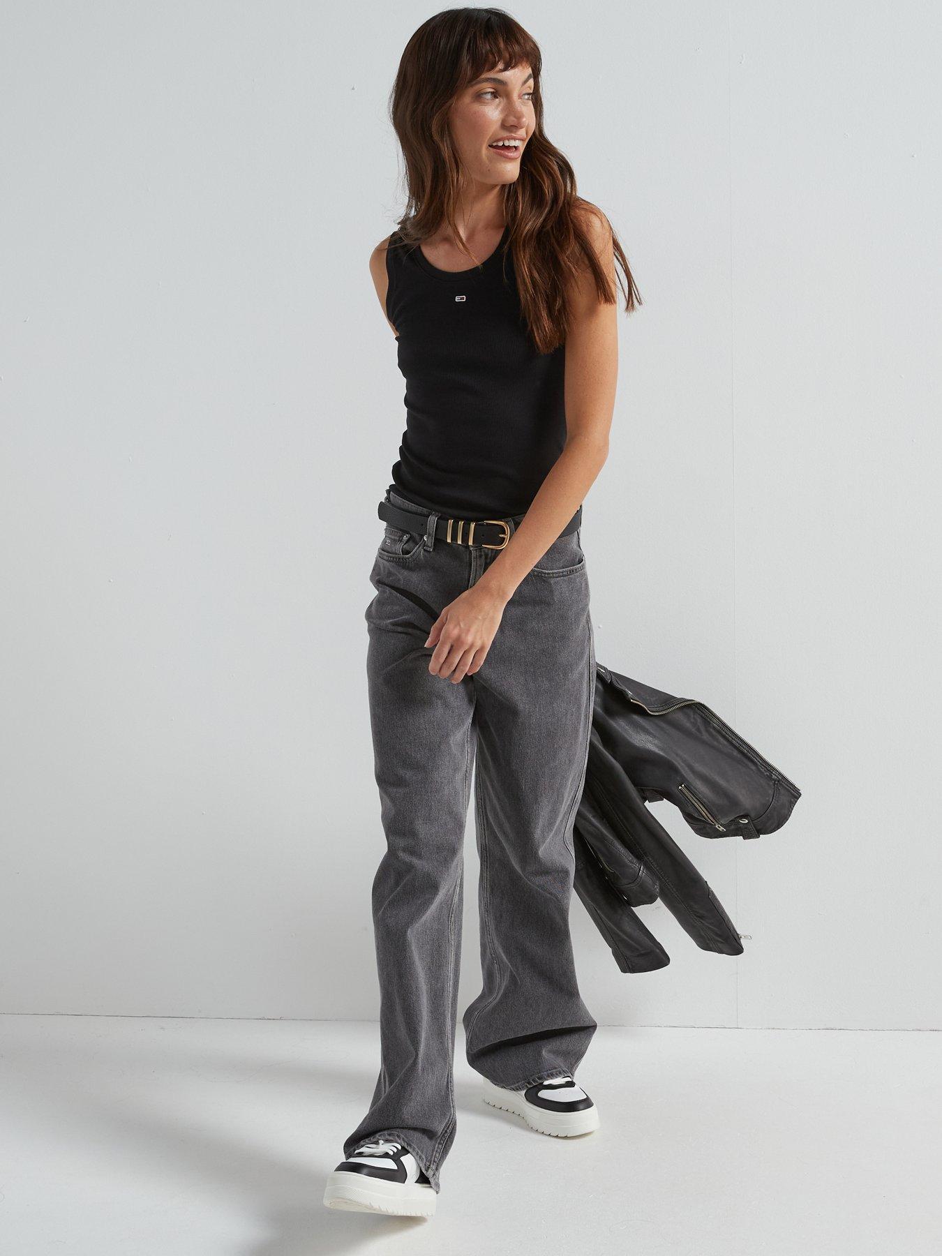 Image 3 of 5 of Tommy Jeans Ribbed Logo Tank Top - Black