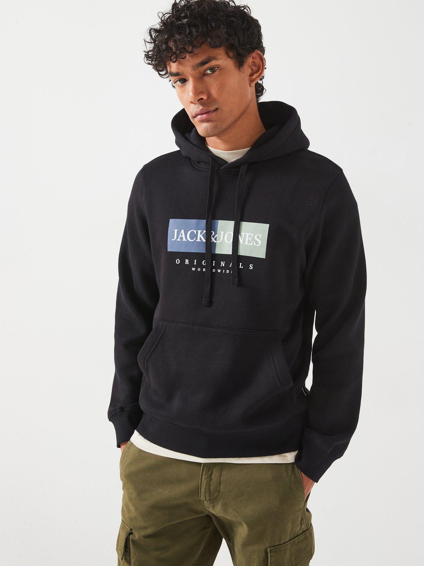 jack-jones-box-chest-logo-hoodie-blackfront