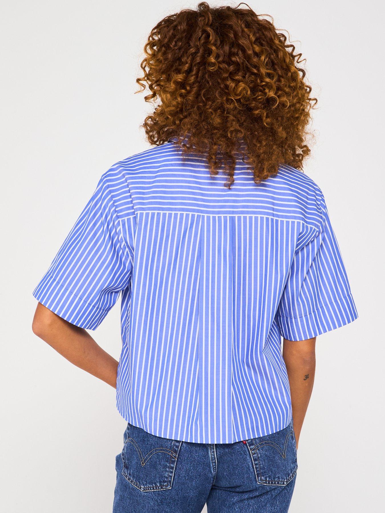 Image 2 of 6 of Tommy Hilfiger Boxy Poplin Short Sleeve Shirt - Blue