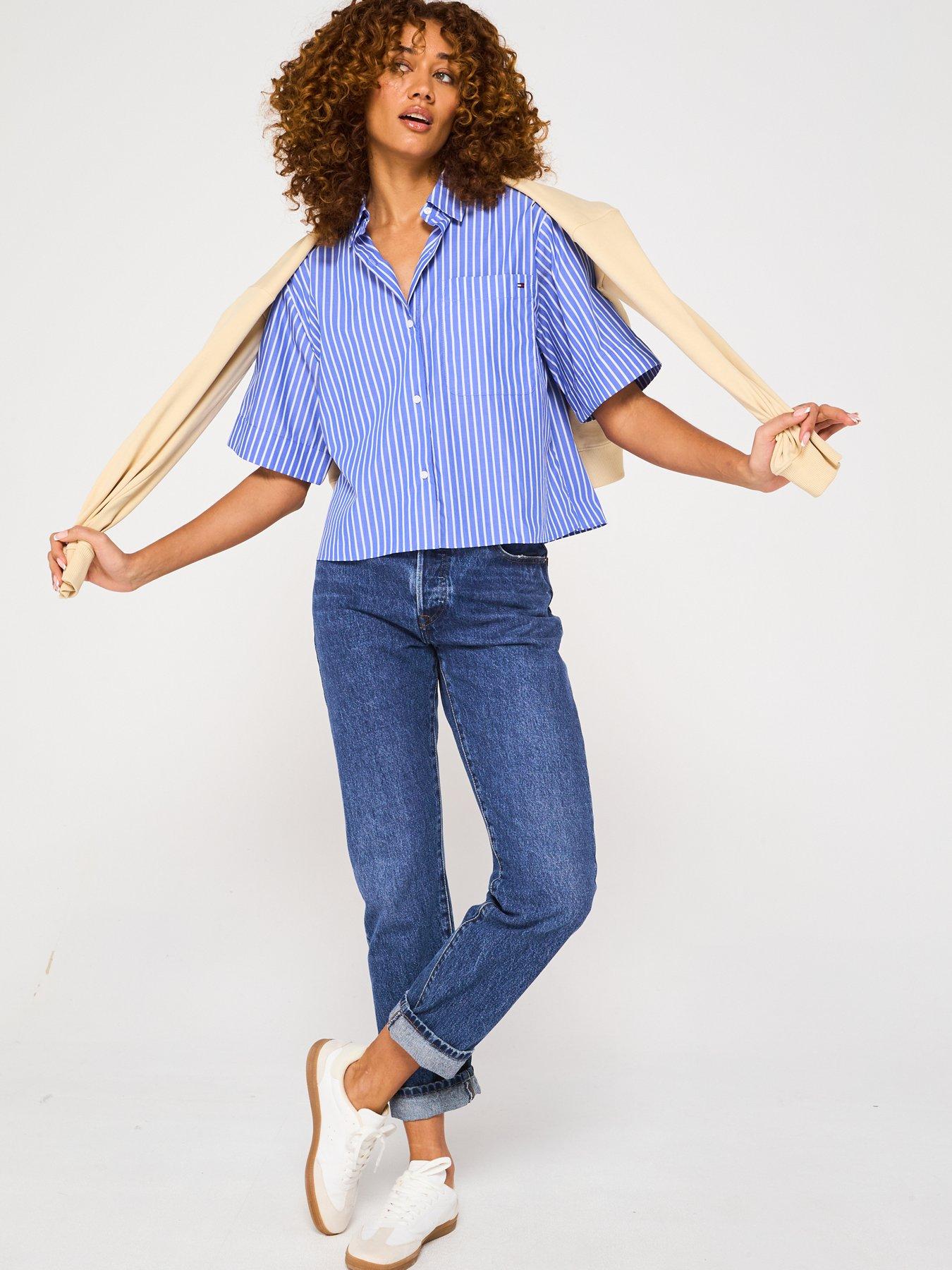 Image 3 of 6 of Tommy Hilfiger Boxy Poplin Short Sleeve Shirt - Blue