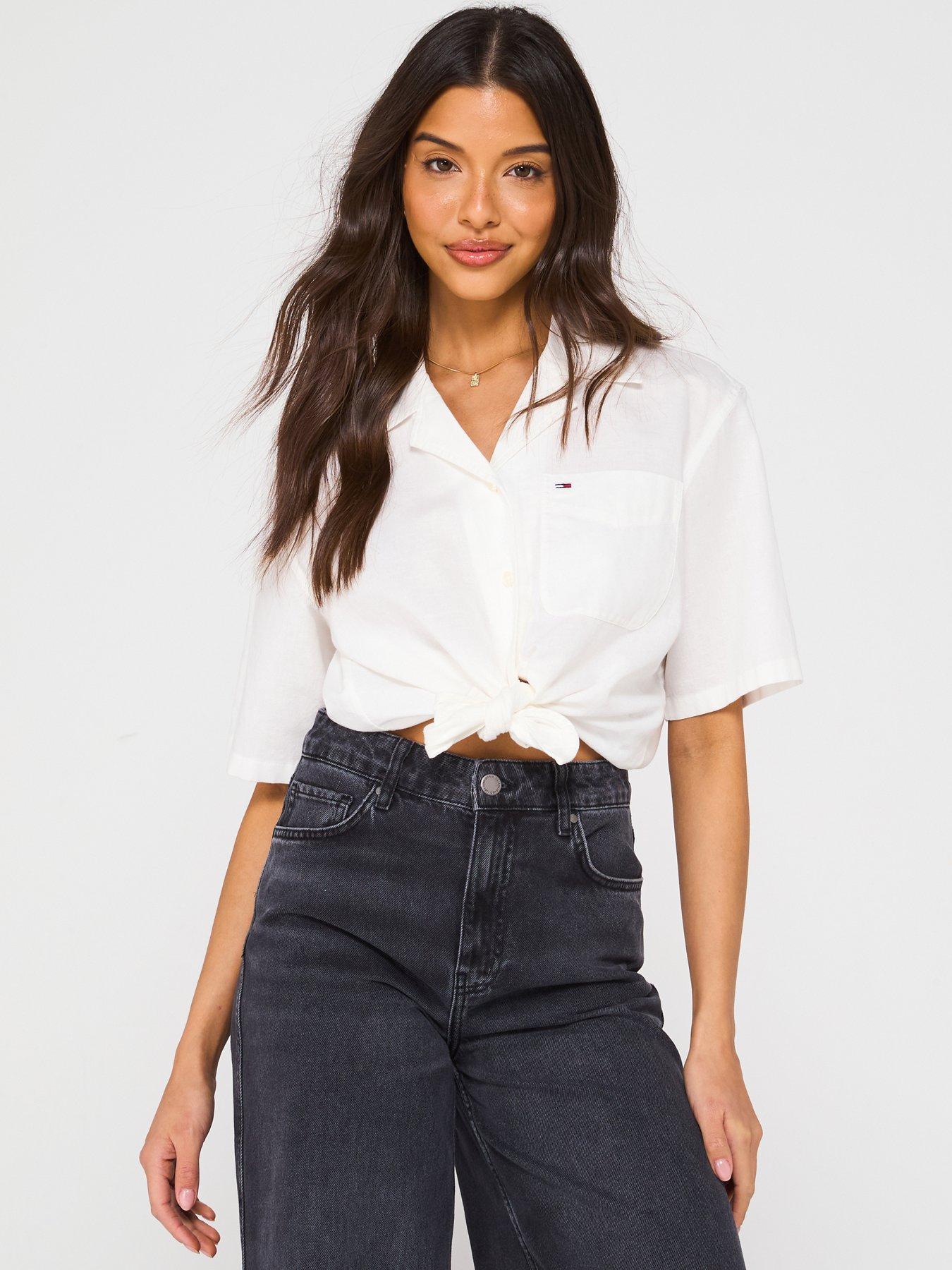 tommy-jeans-cropped-linen-tied-shirt-whitefront