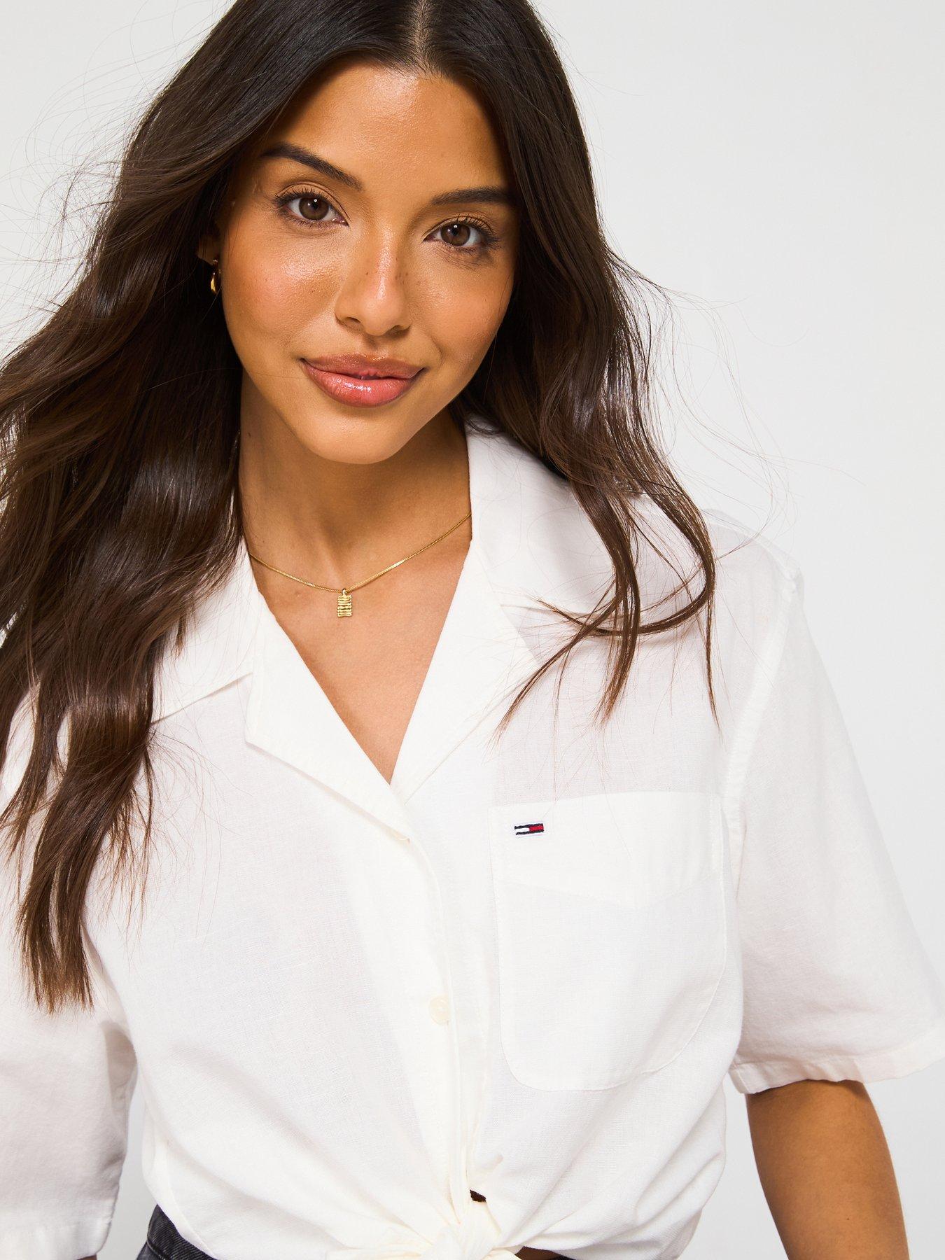 tommy-jeans-cropped-linen-tied-shirt-whitedetail
