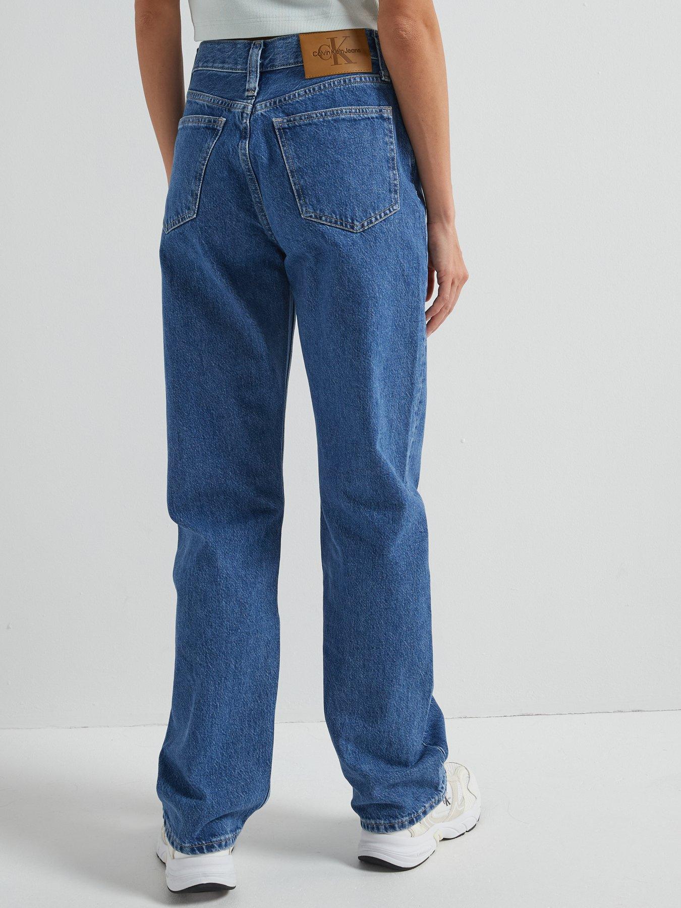 Image 2 of 6 of Calvin Klein Jeans High Rise Straight Leg Jeans - Blue