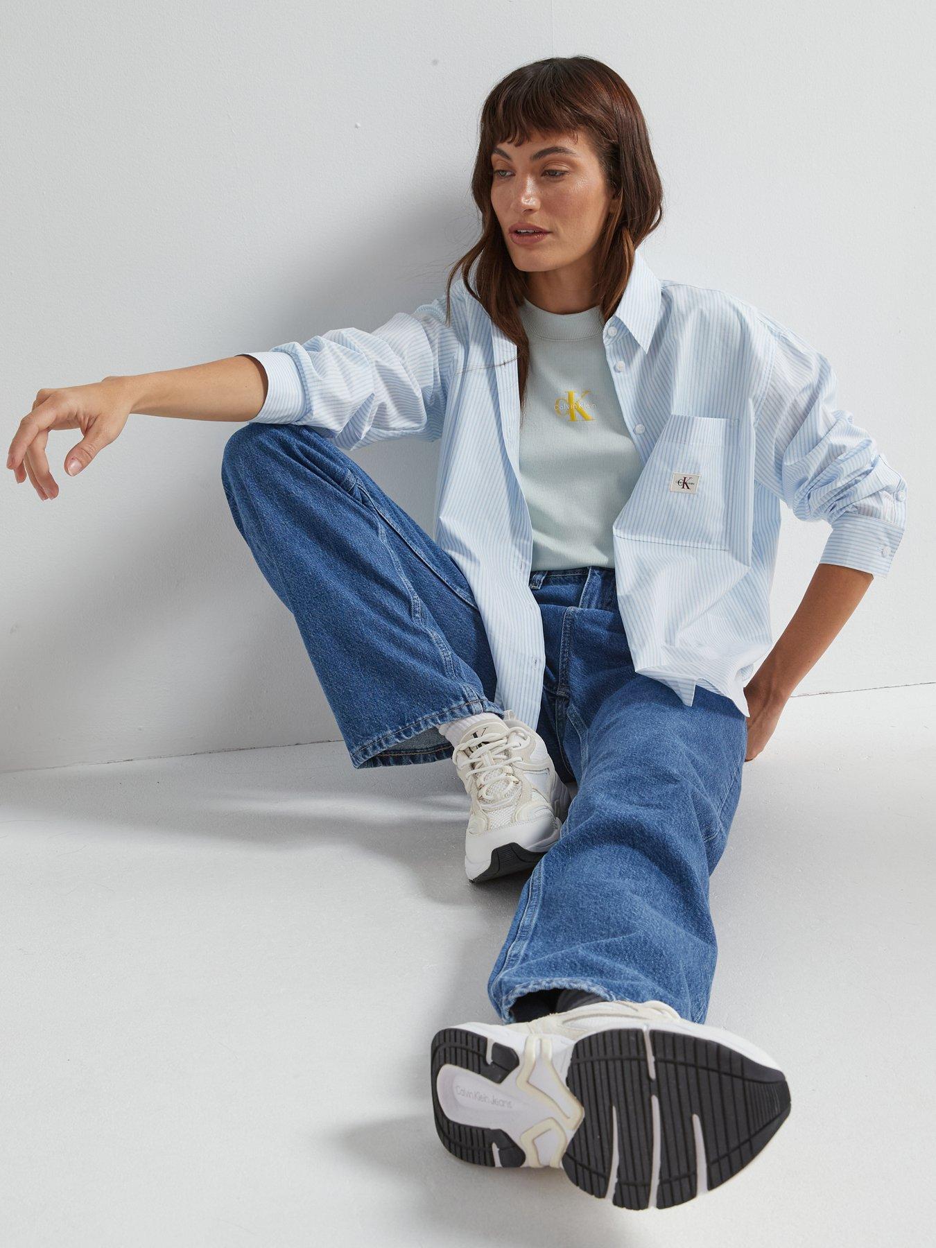 Image 4 of 6 of Calvin Klein Jeans High Rise Straight Leg Jeans - Blue