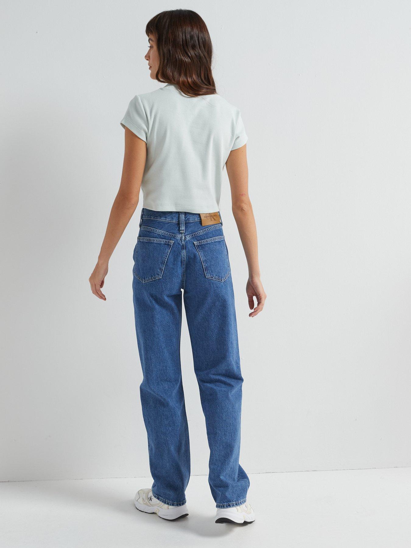 Image 5 of 6 of Calvin Klein Jeans High Rise Straight Leg Jeans - Blue