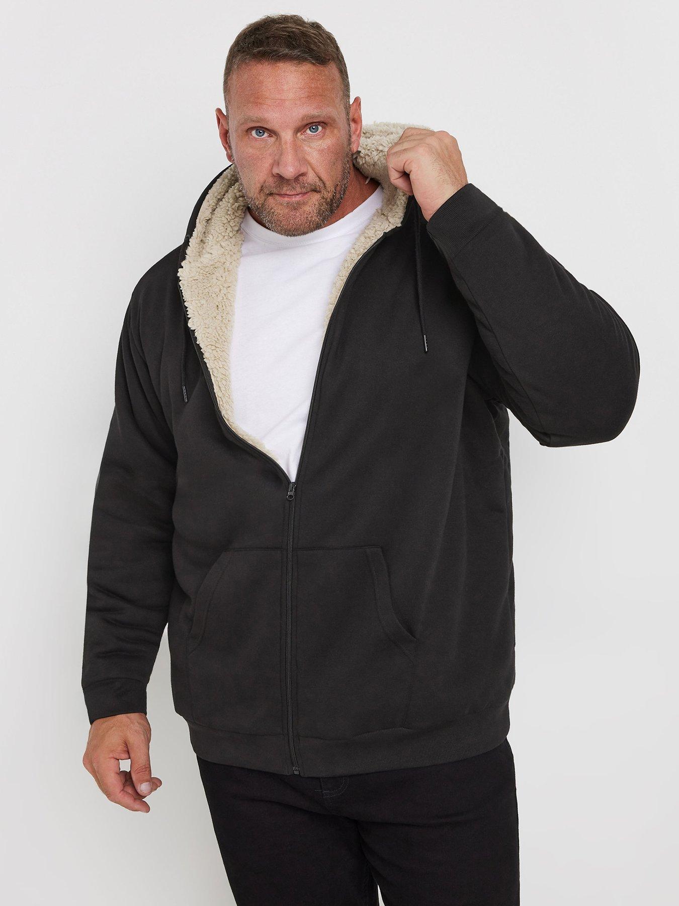 Image 1 of 1 of BadRhino Borg Lined Zip Through Sweatshirt - Black