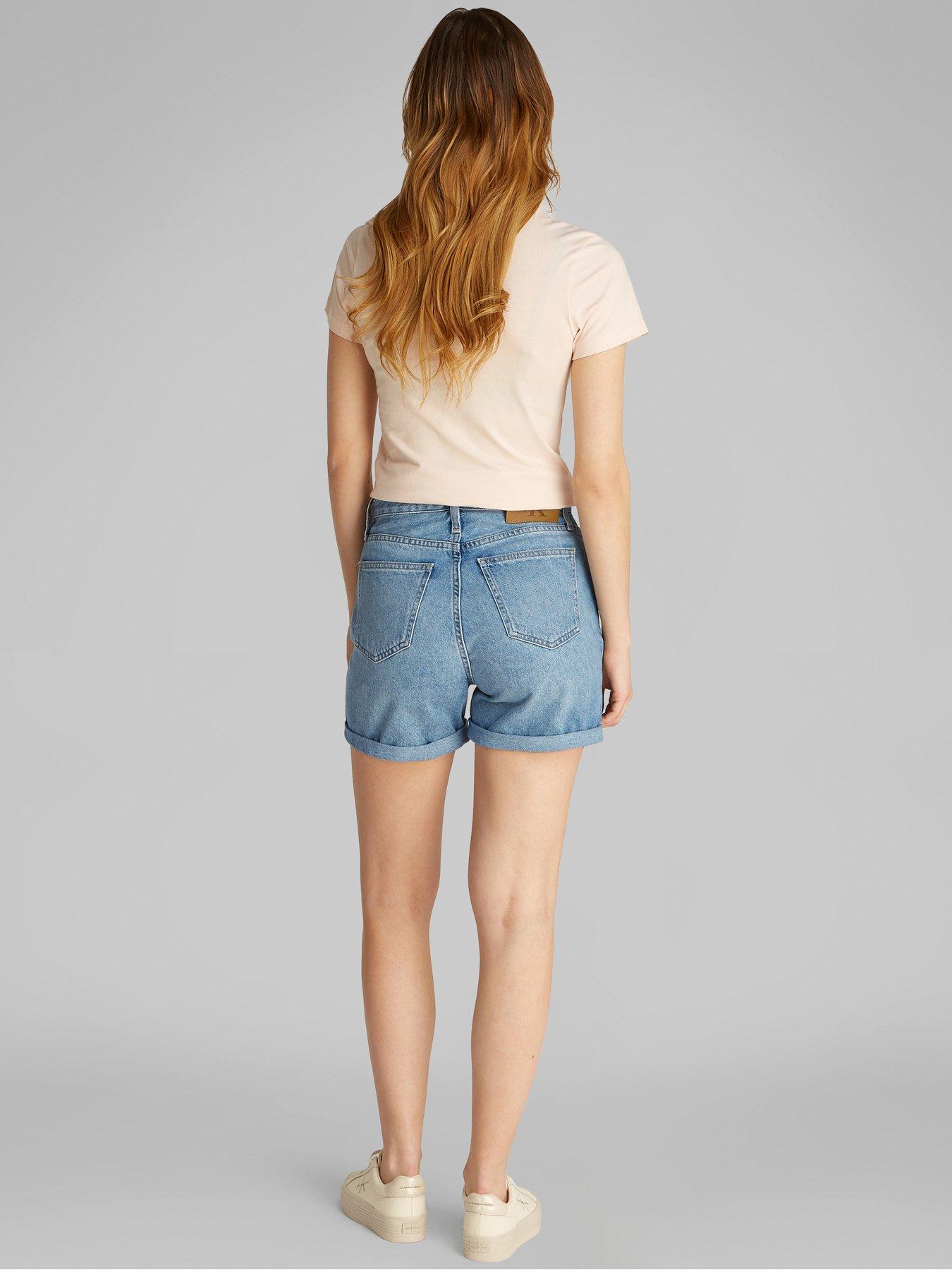calvin-klein-jeans-mid-rise-mom-short-bluestillFront