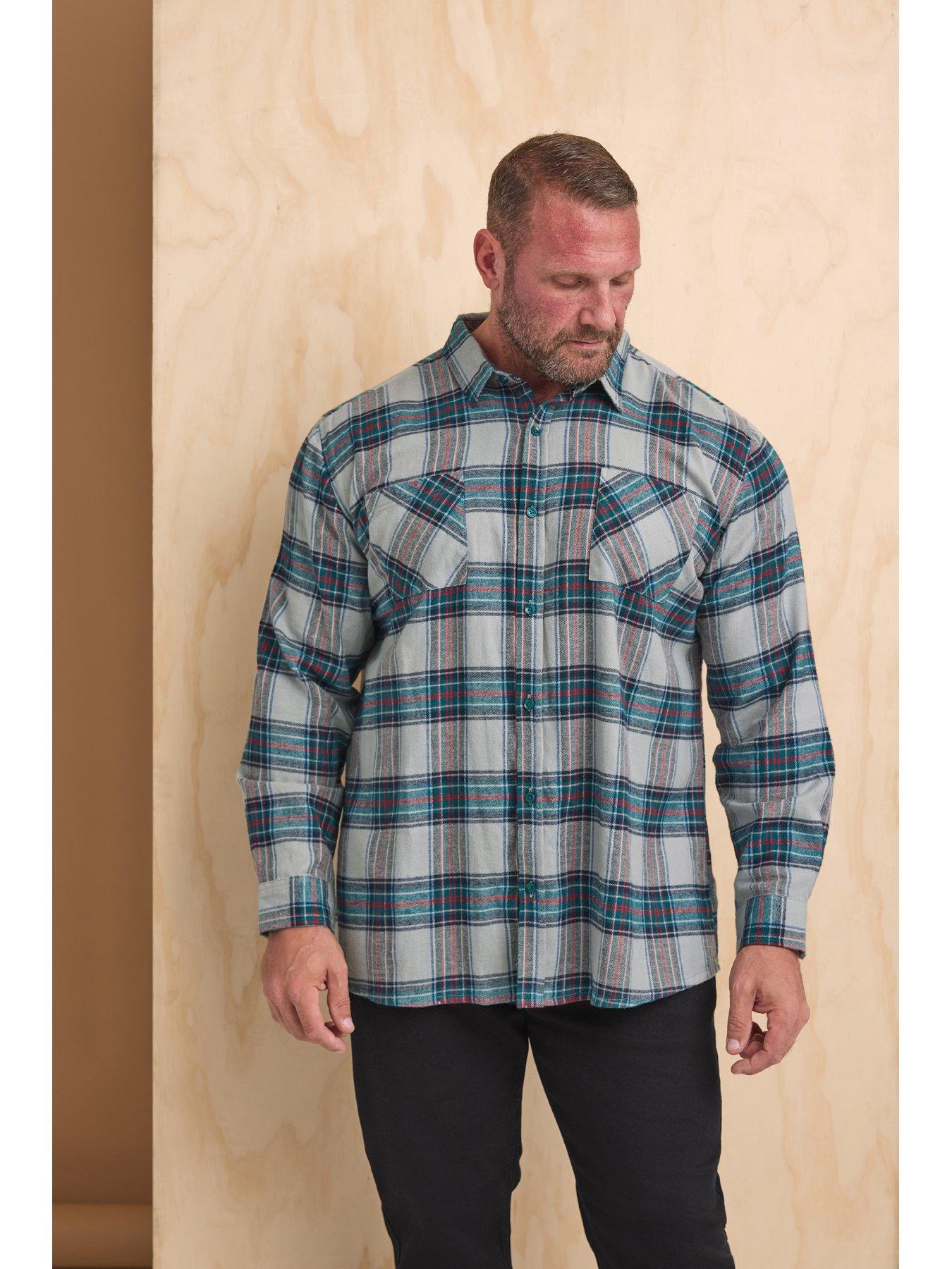 Image 1 of 3 of BadRhino Big &amp; Tall Brushed Checked Long Sleeve Shirt - Grey