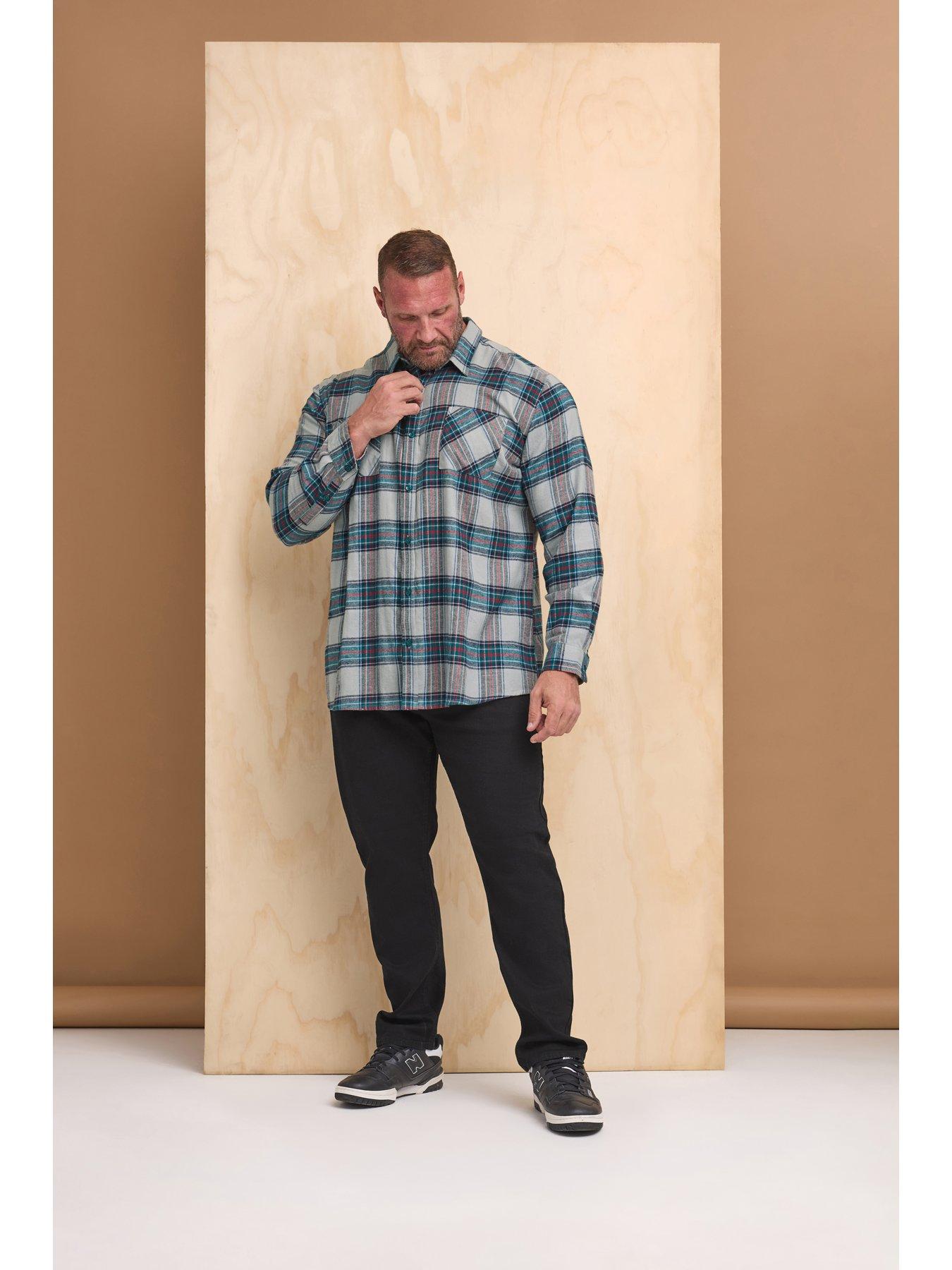 Image 2 of 3 of BadRhino Big &amp; Tall Brushed Checked Long Sleeve Shirt - Grey