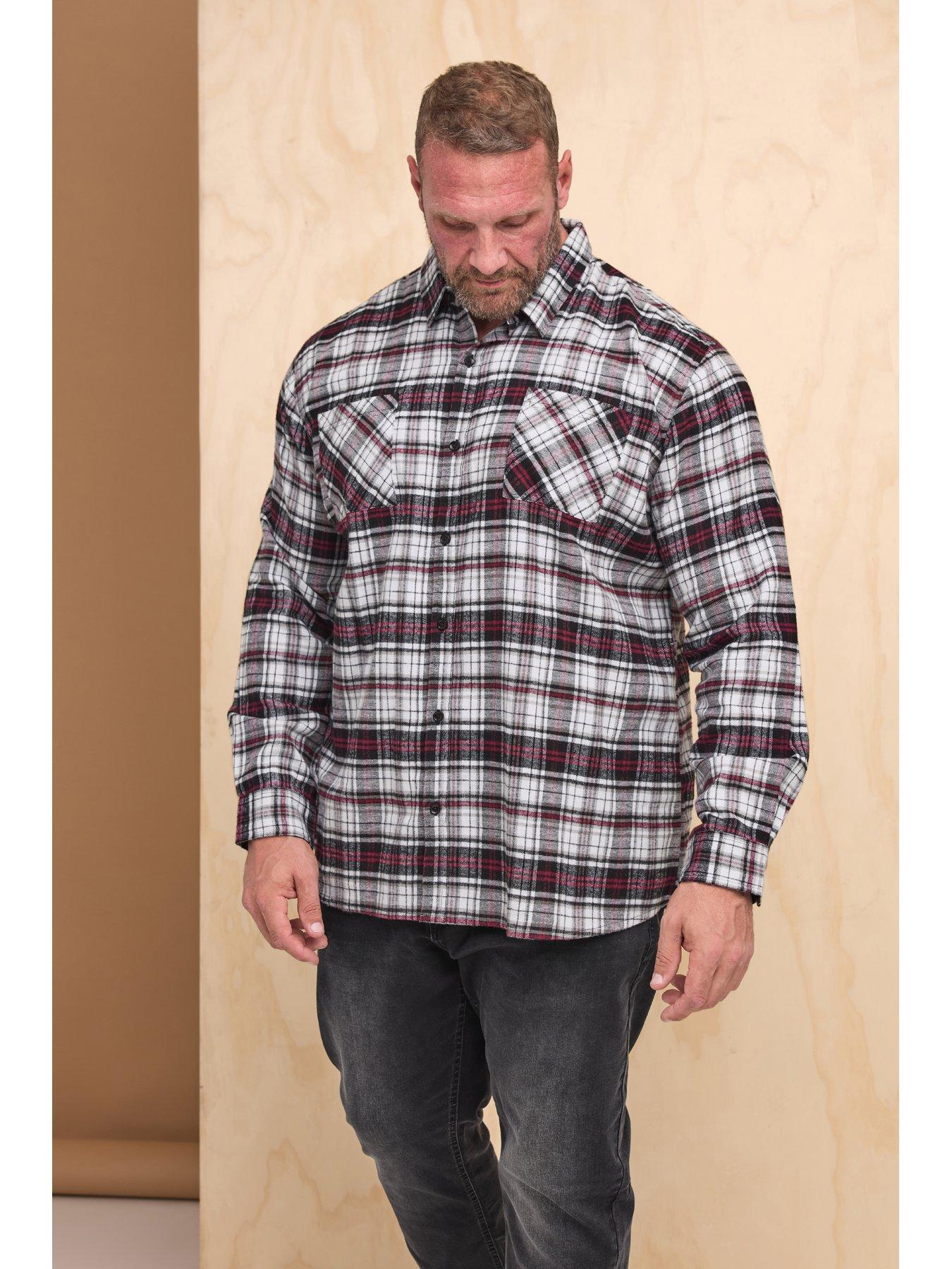 BadRhino Big  &  Tall Brushed Checked Long Sleeve Shirt - Black