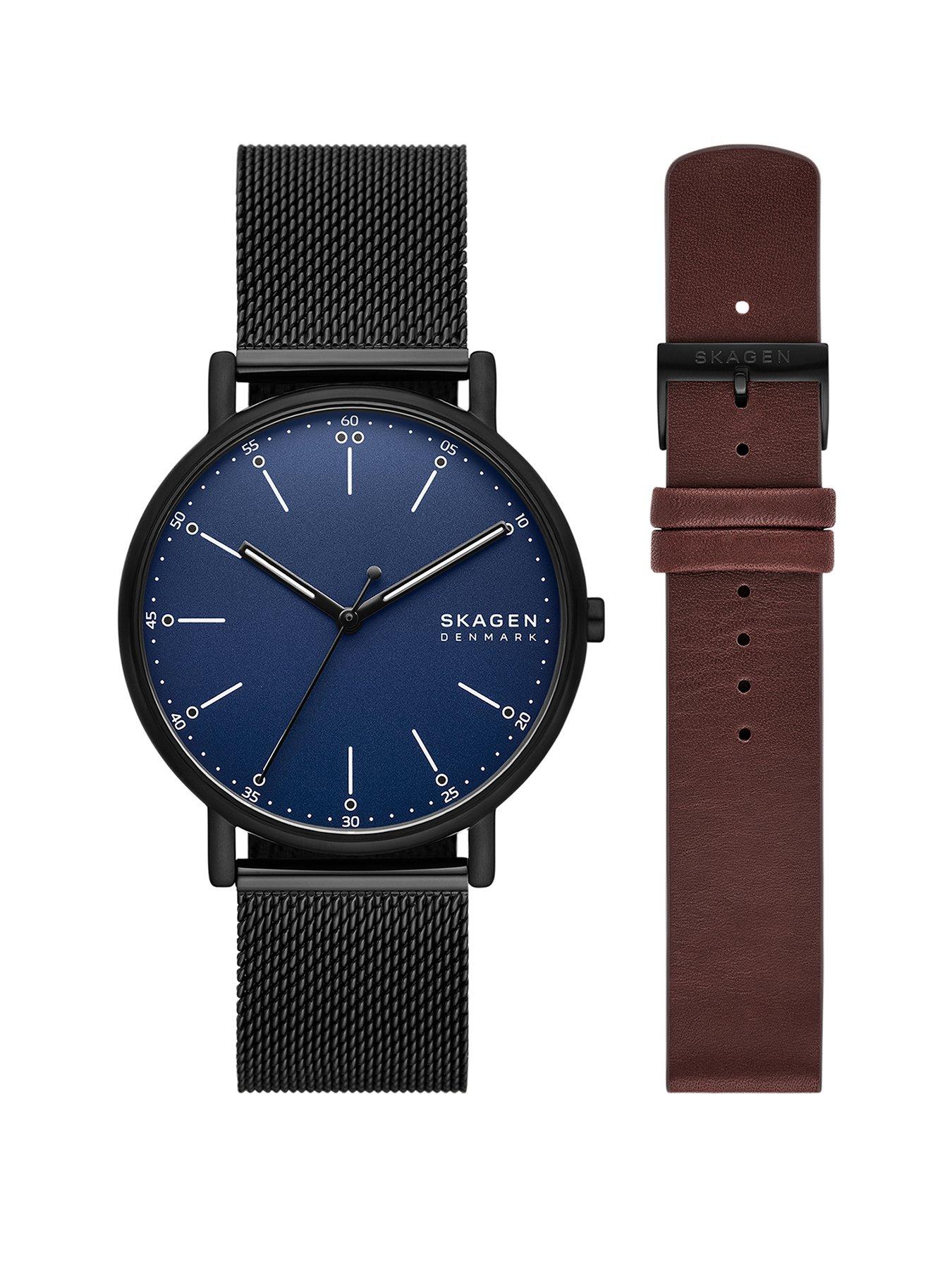 skagen-signature-three-hand-black-stainless-steel-mesh-watch-and-strap-set