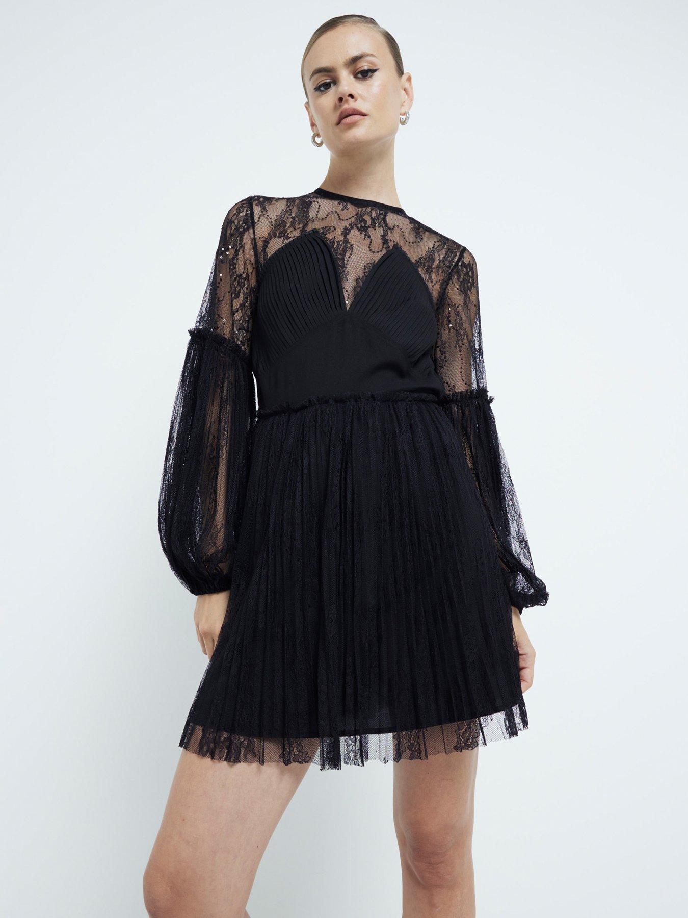 river-island-lace-hybrid-dress-black