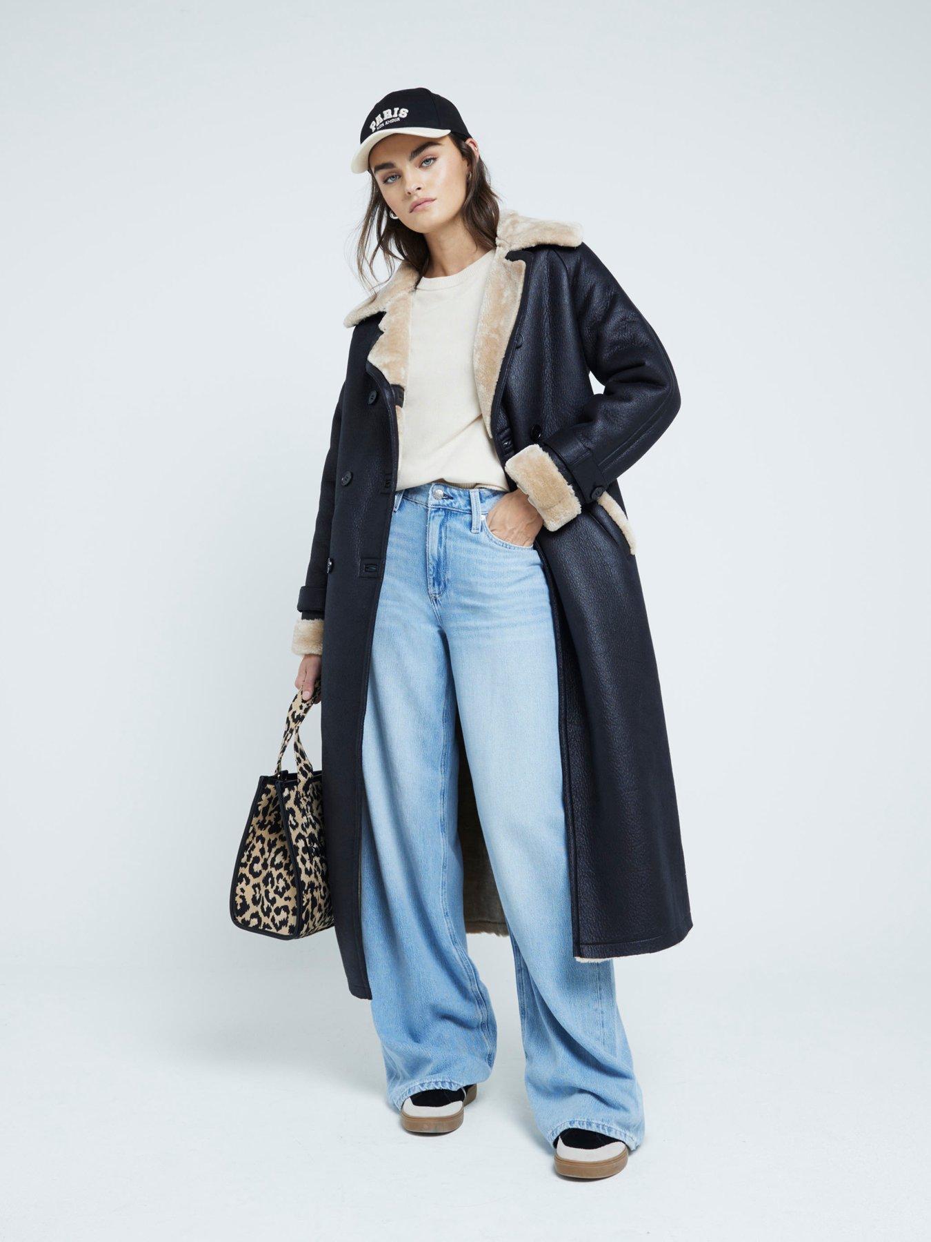 river-island-shearling-belted-trench-black